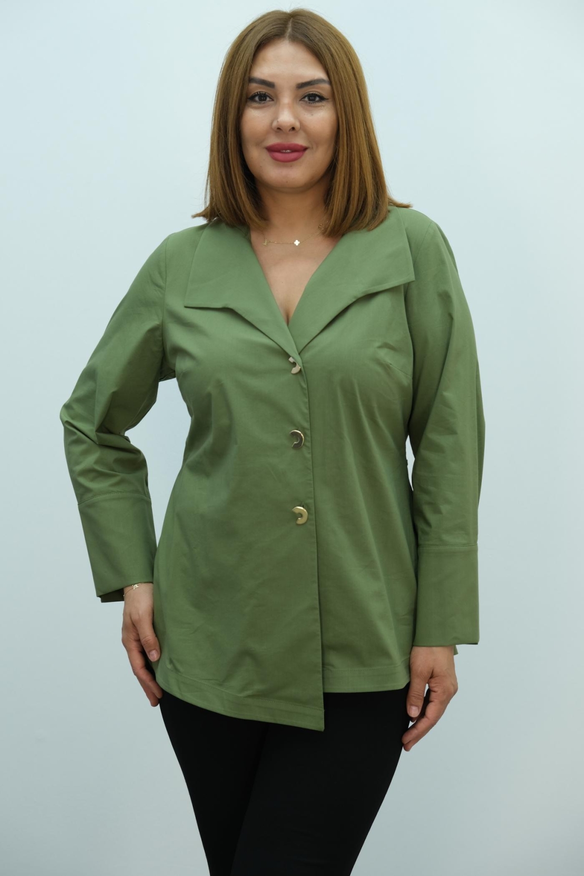 Plus Size Blouse-Khaki