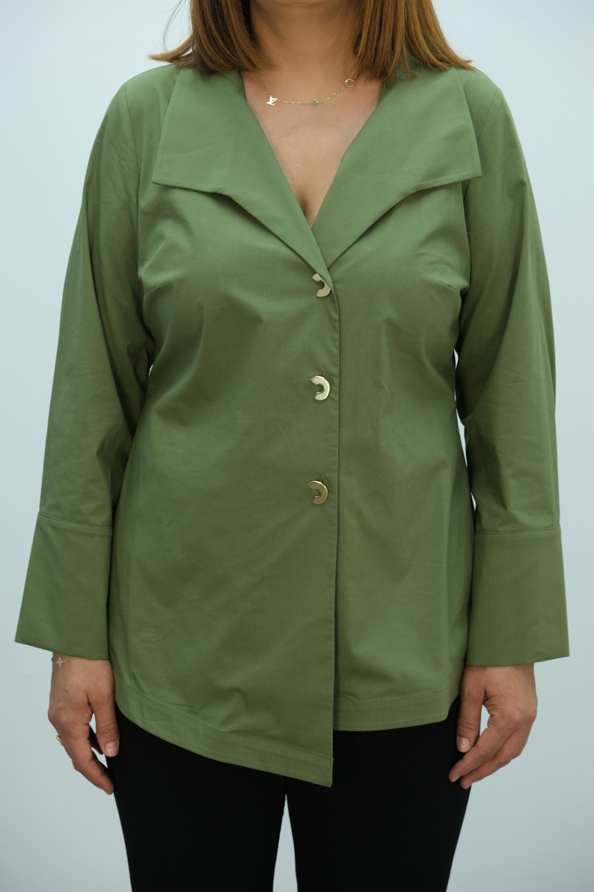 Plus Size Blouse-Khaki