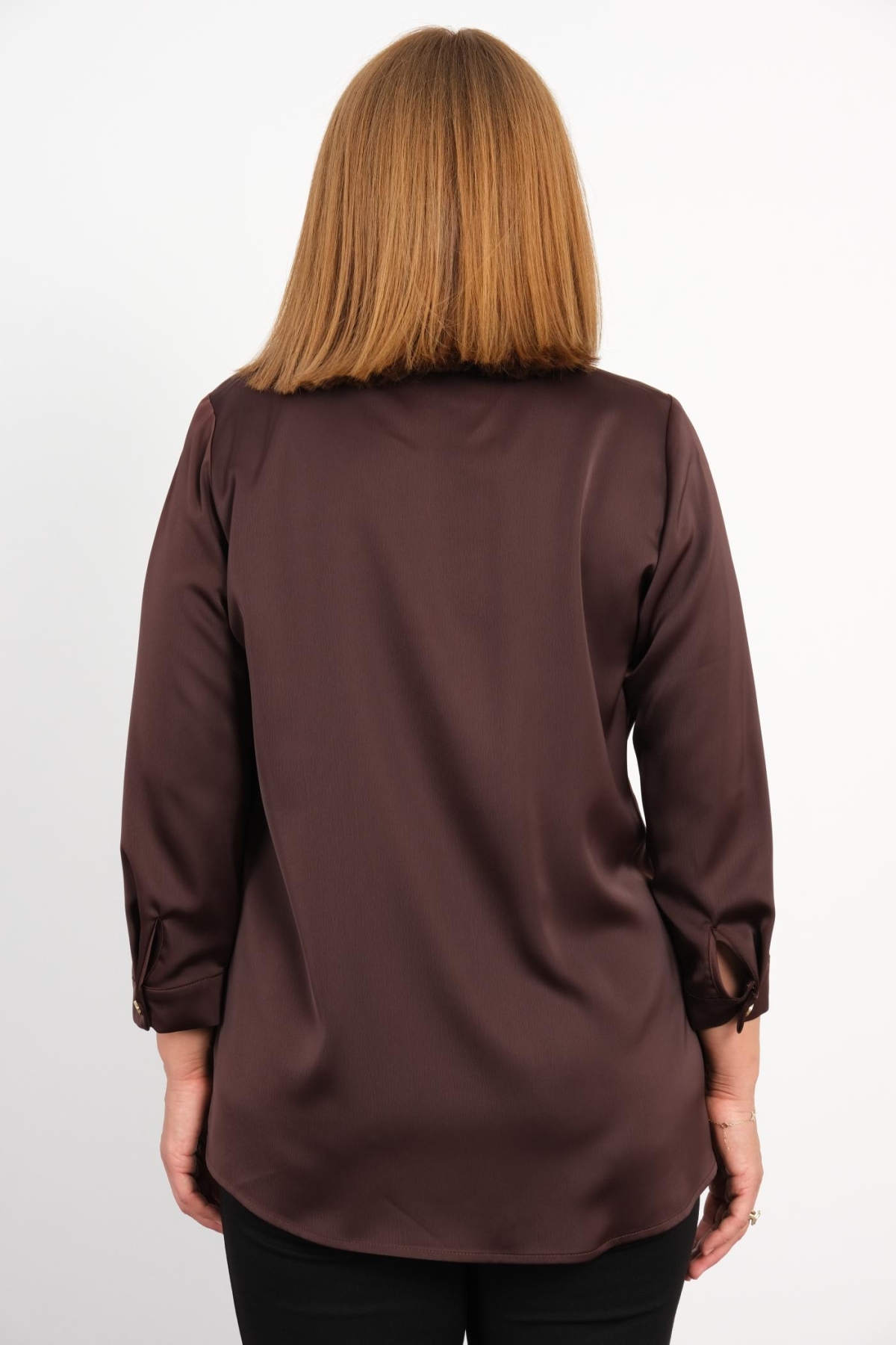 Plus Size Blouse-Brown