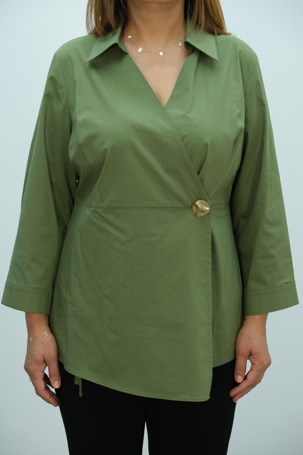 Plus Size Blouse-Khaki