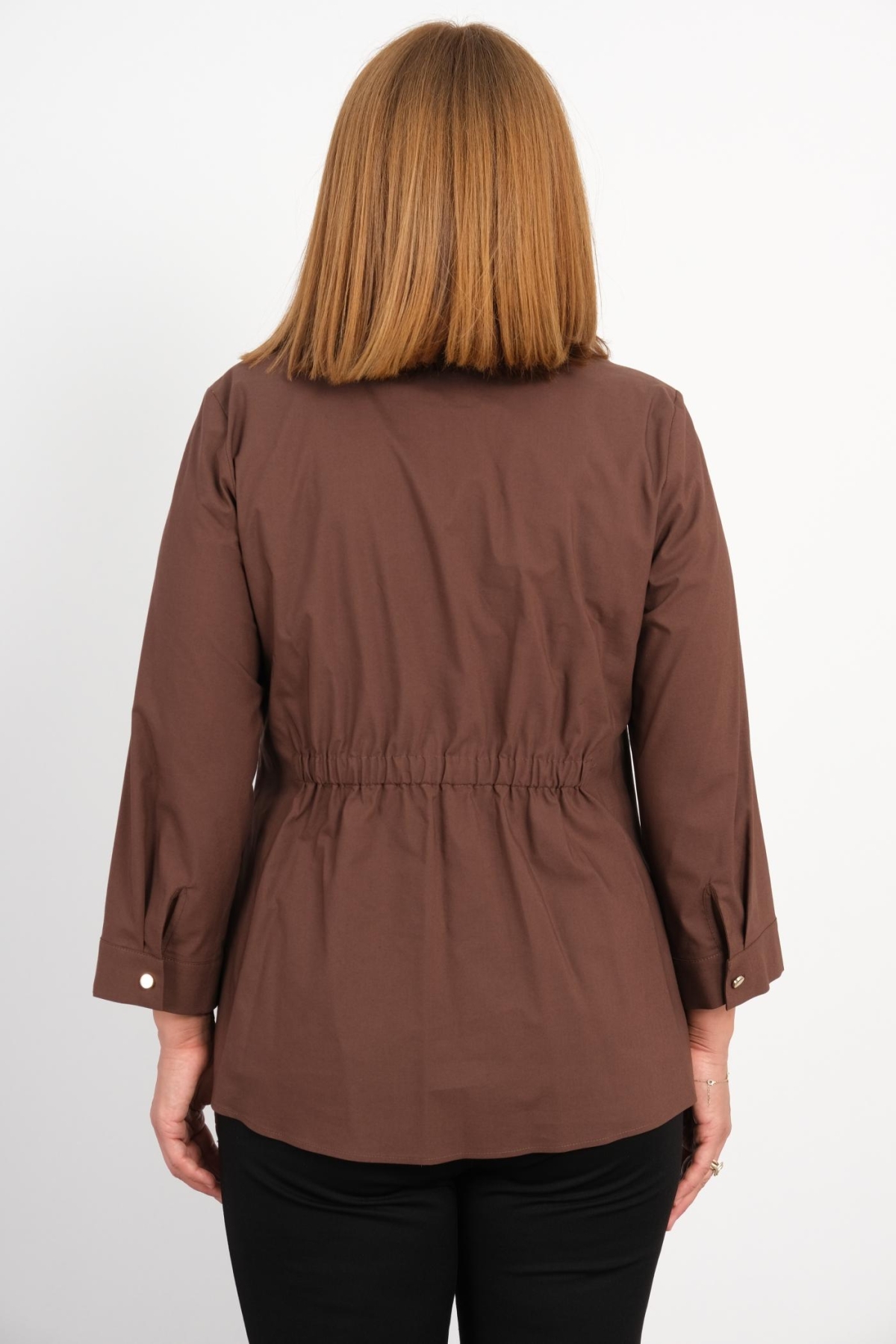 Plus Size Blouse-Brown