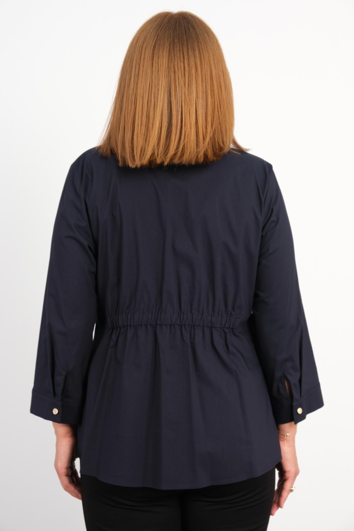 Plus Size Blouse-Dark Blue