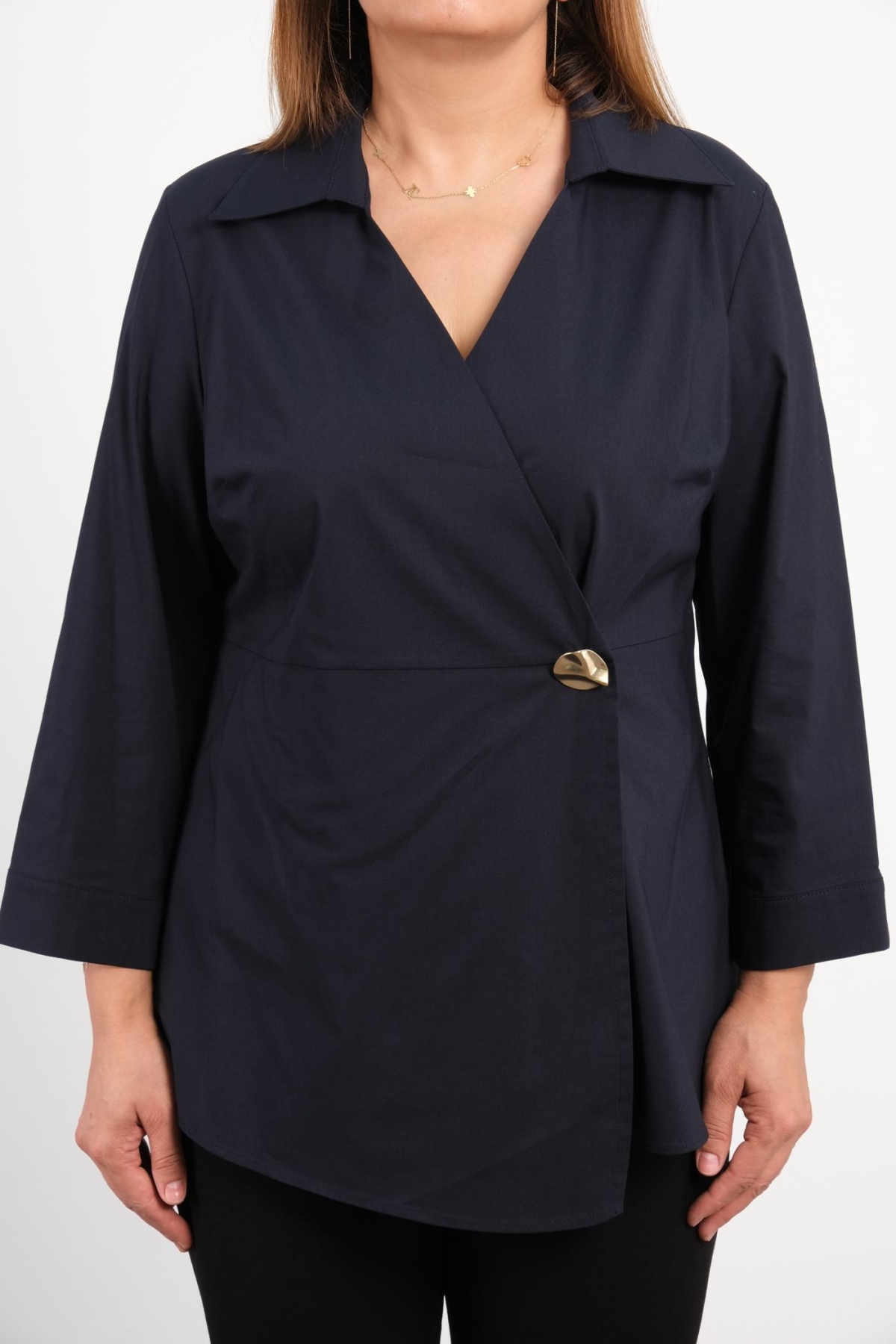 Plus Size Blouse-Dark Blue