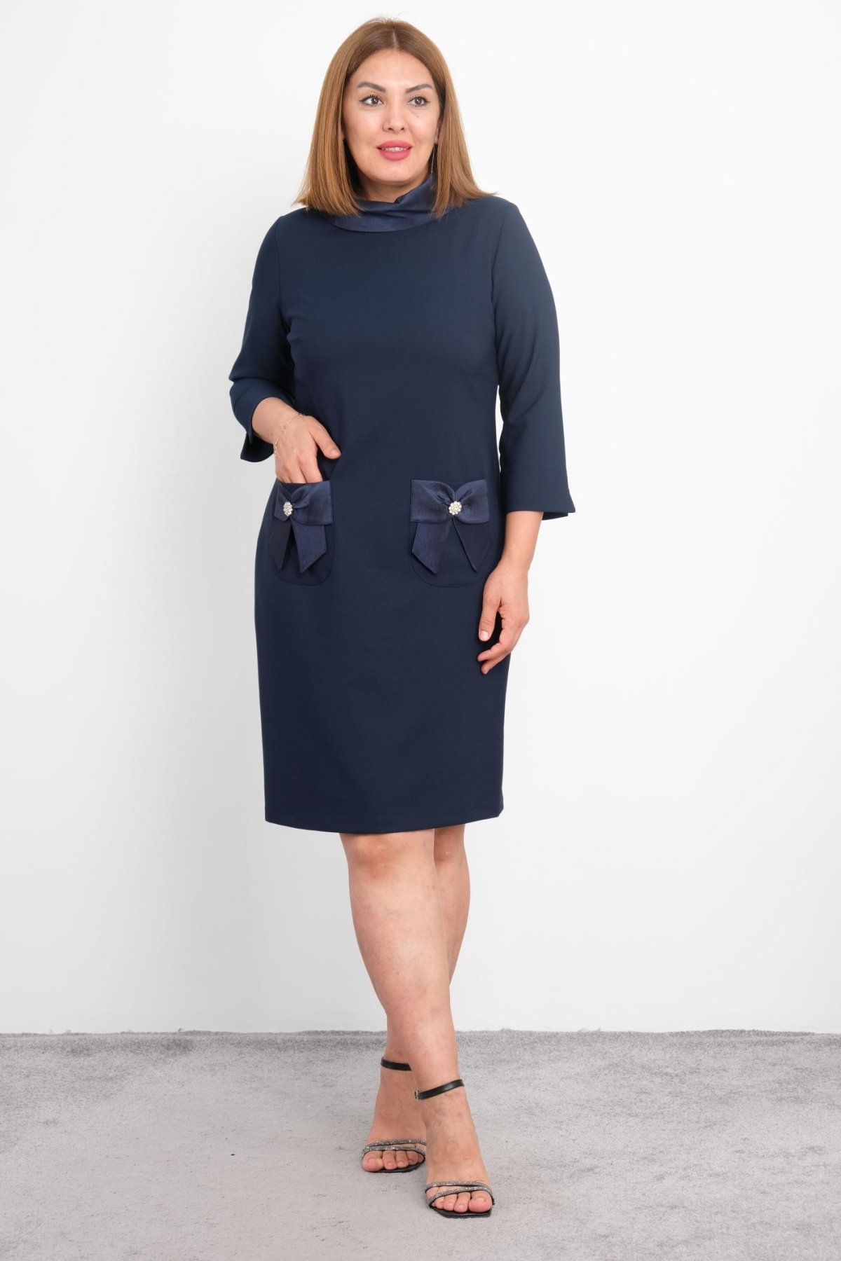 Plus Size Dress-Dark Blue