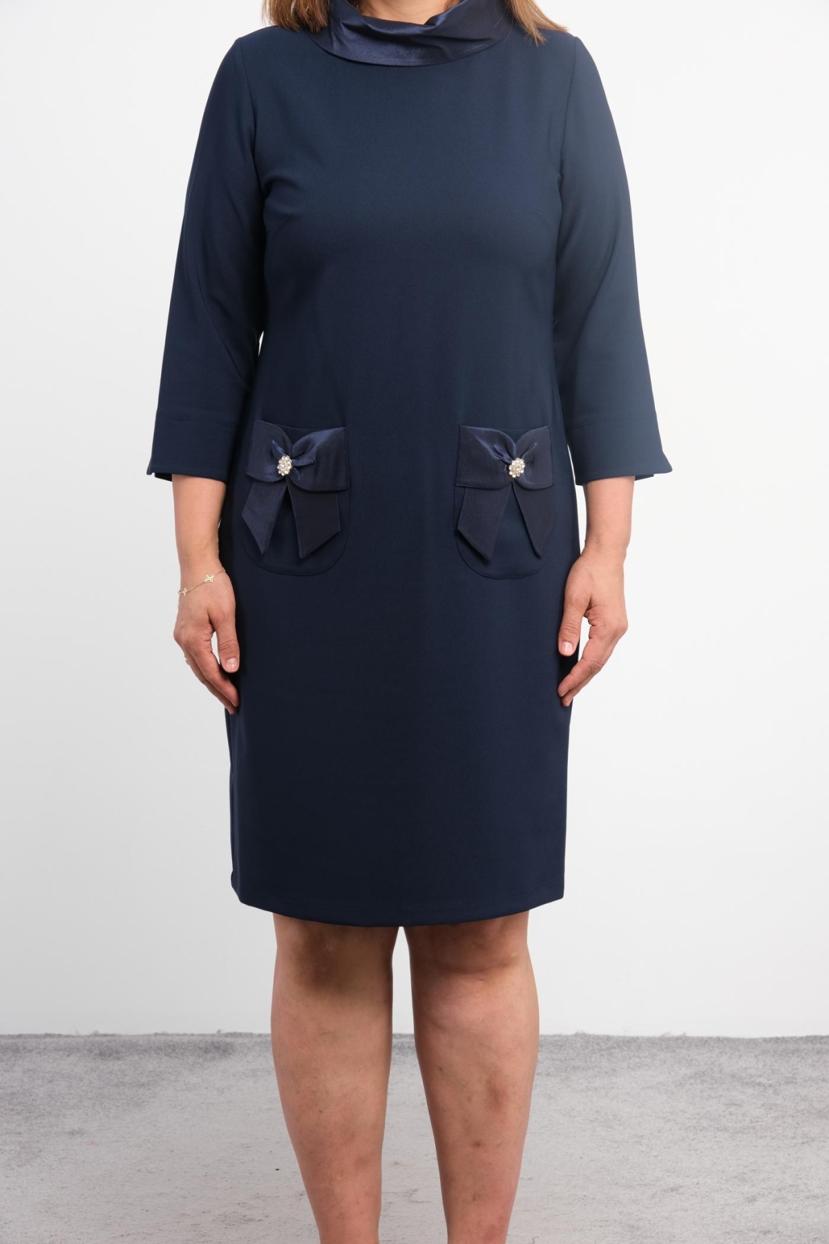 Plus Size Dress-Dark Blue