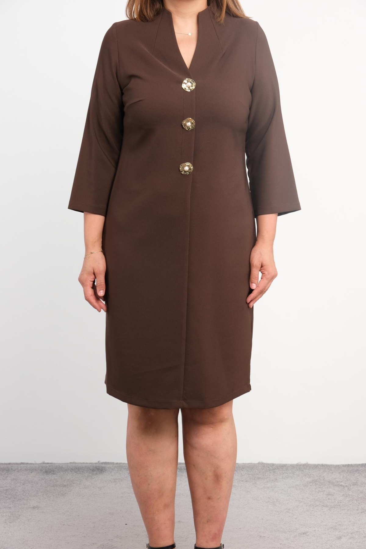 Plus Size Dress-Brown