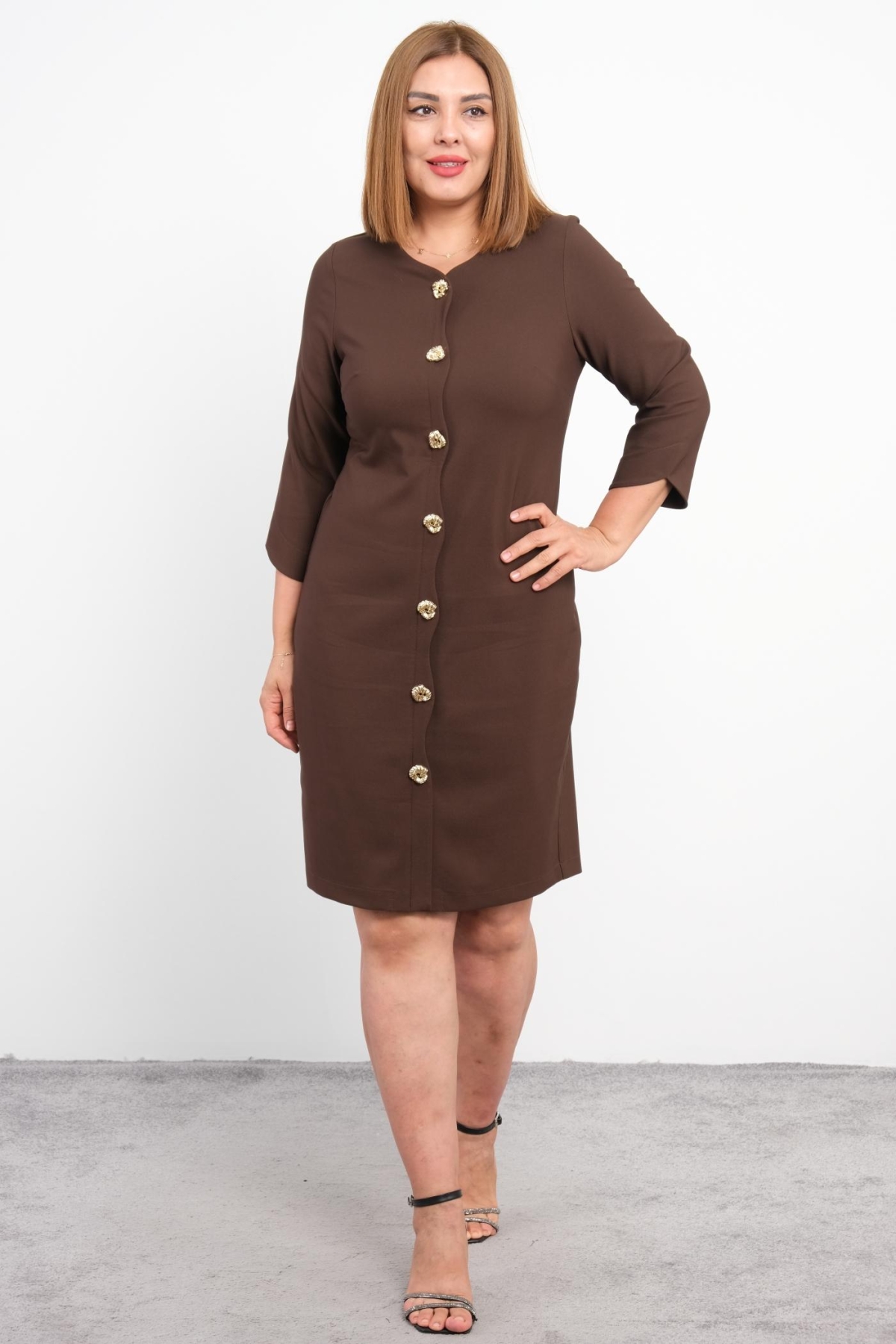 Plus Size Dress-Brown