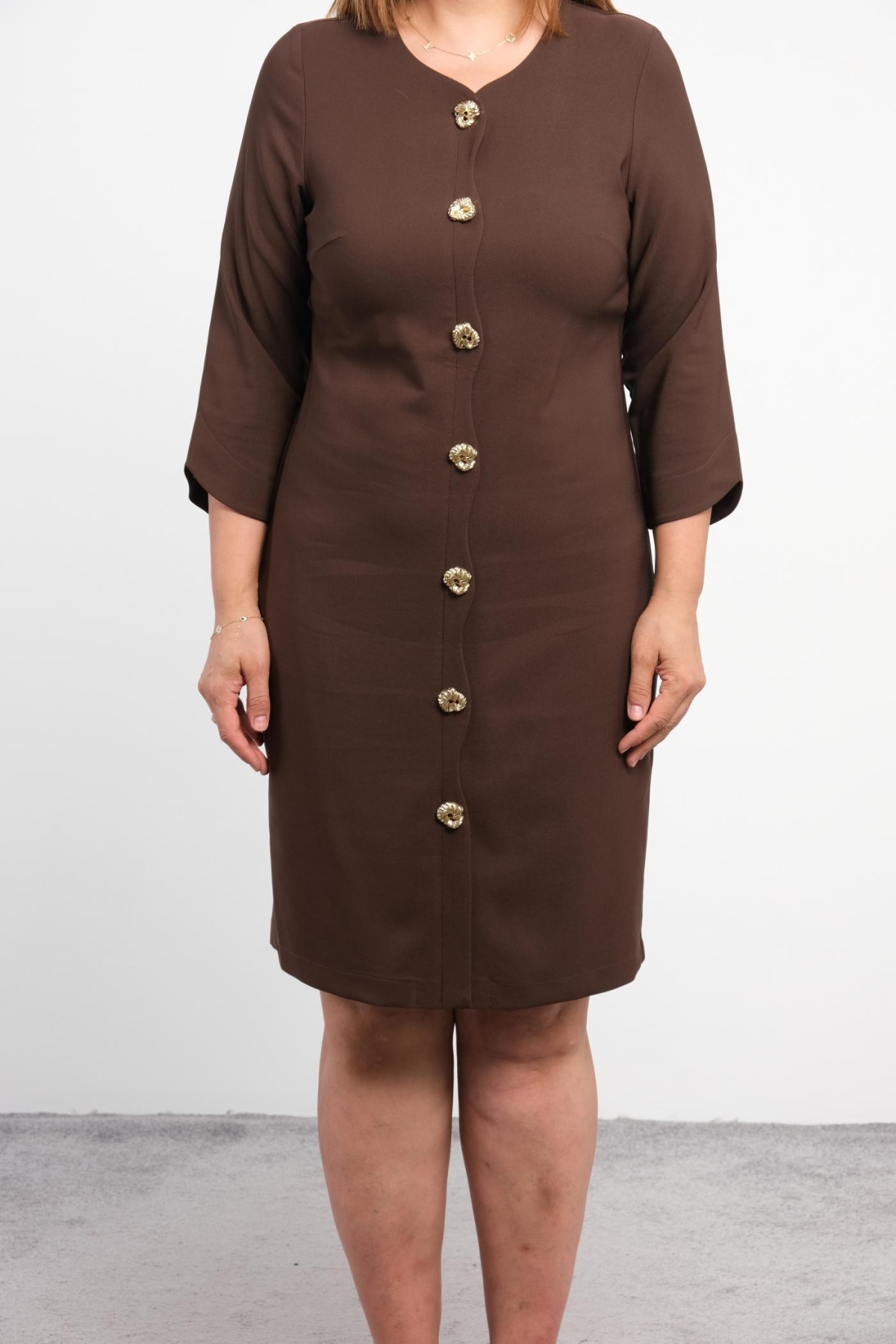 Plus Size Dress-Brown