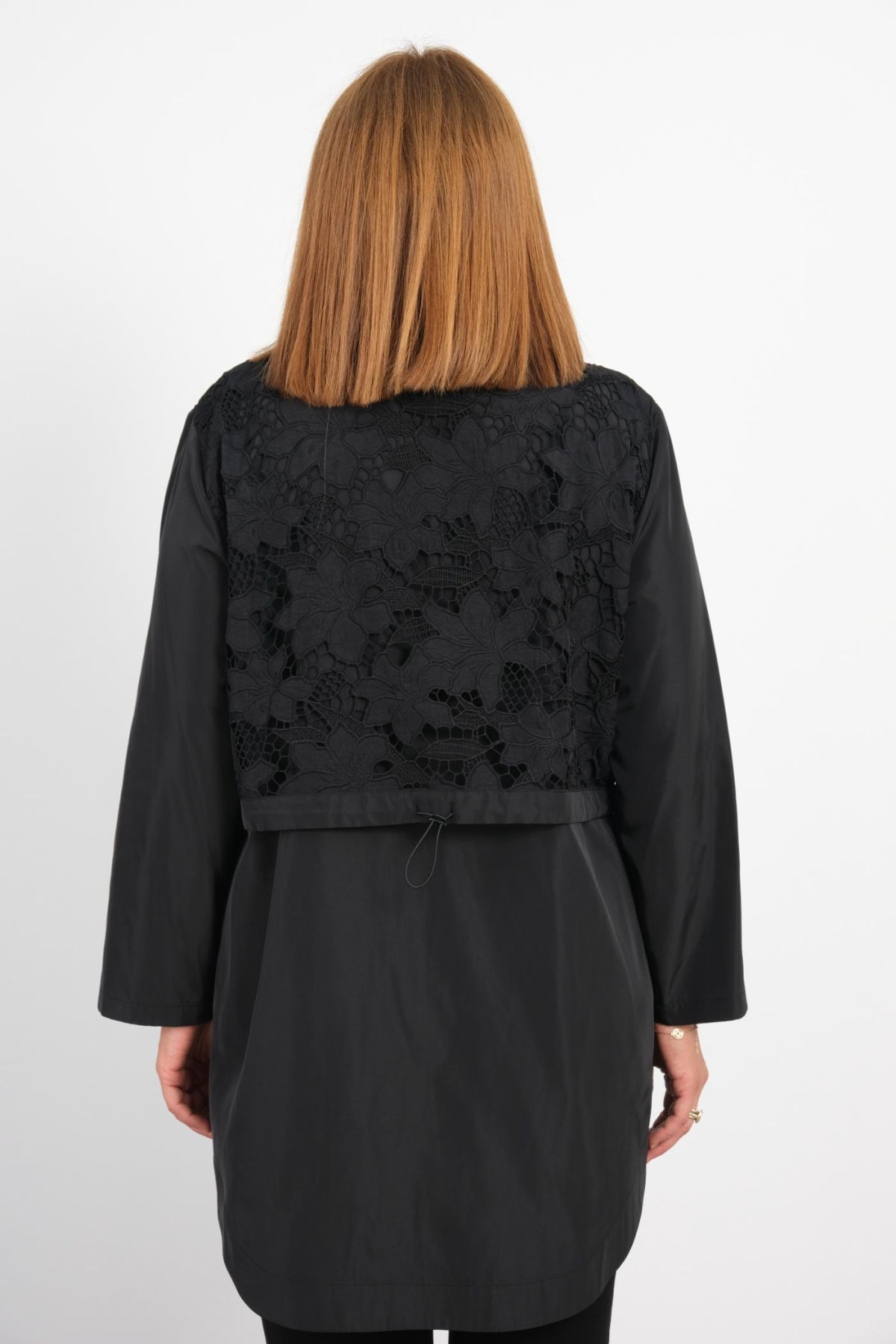 Plus Size Trench Coat-Black