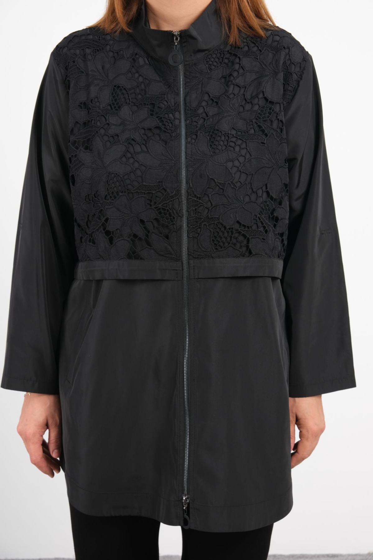 Plus Size Trench Coat-Black