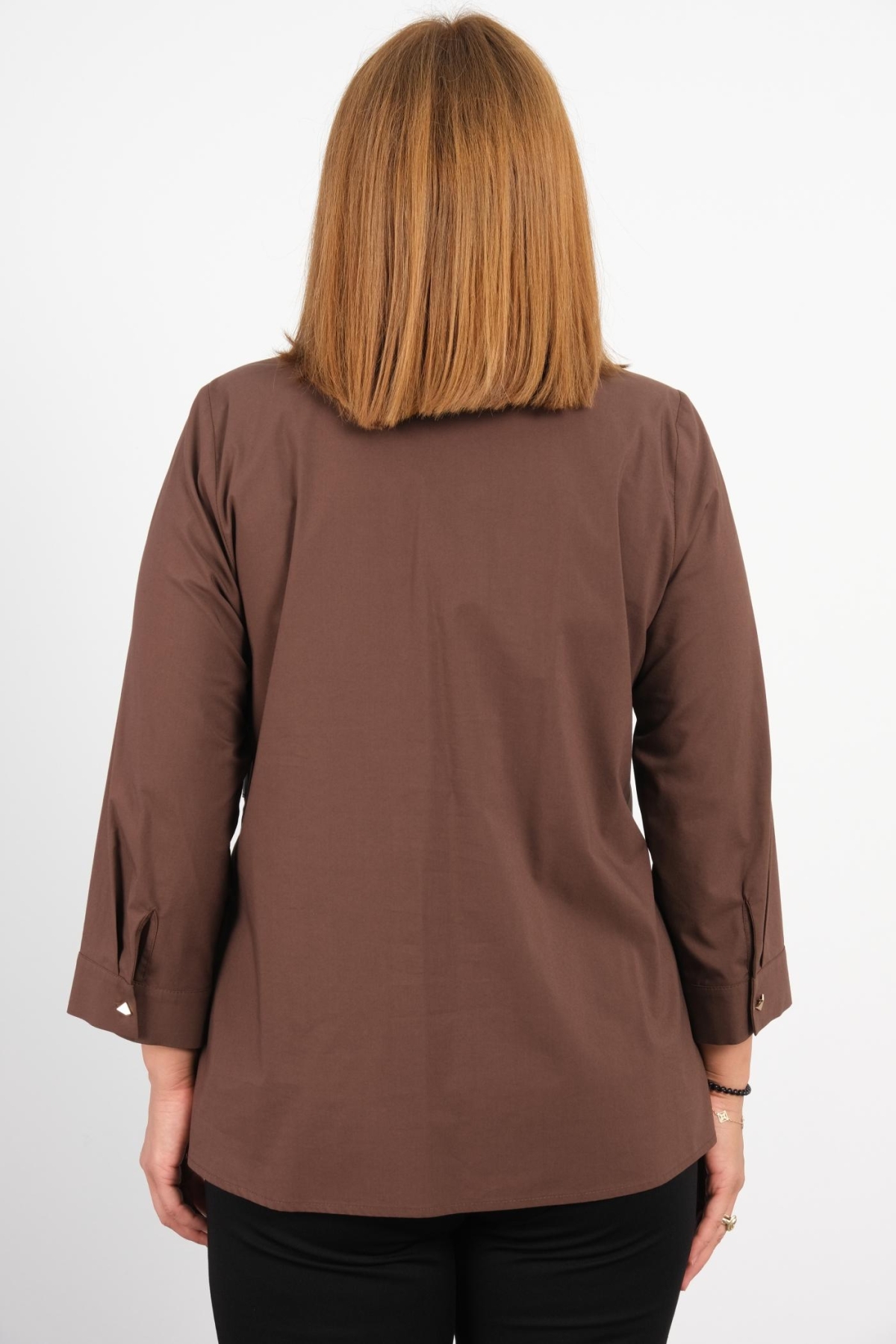 Plus Size Blouse-Brown