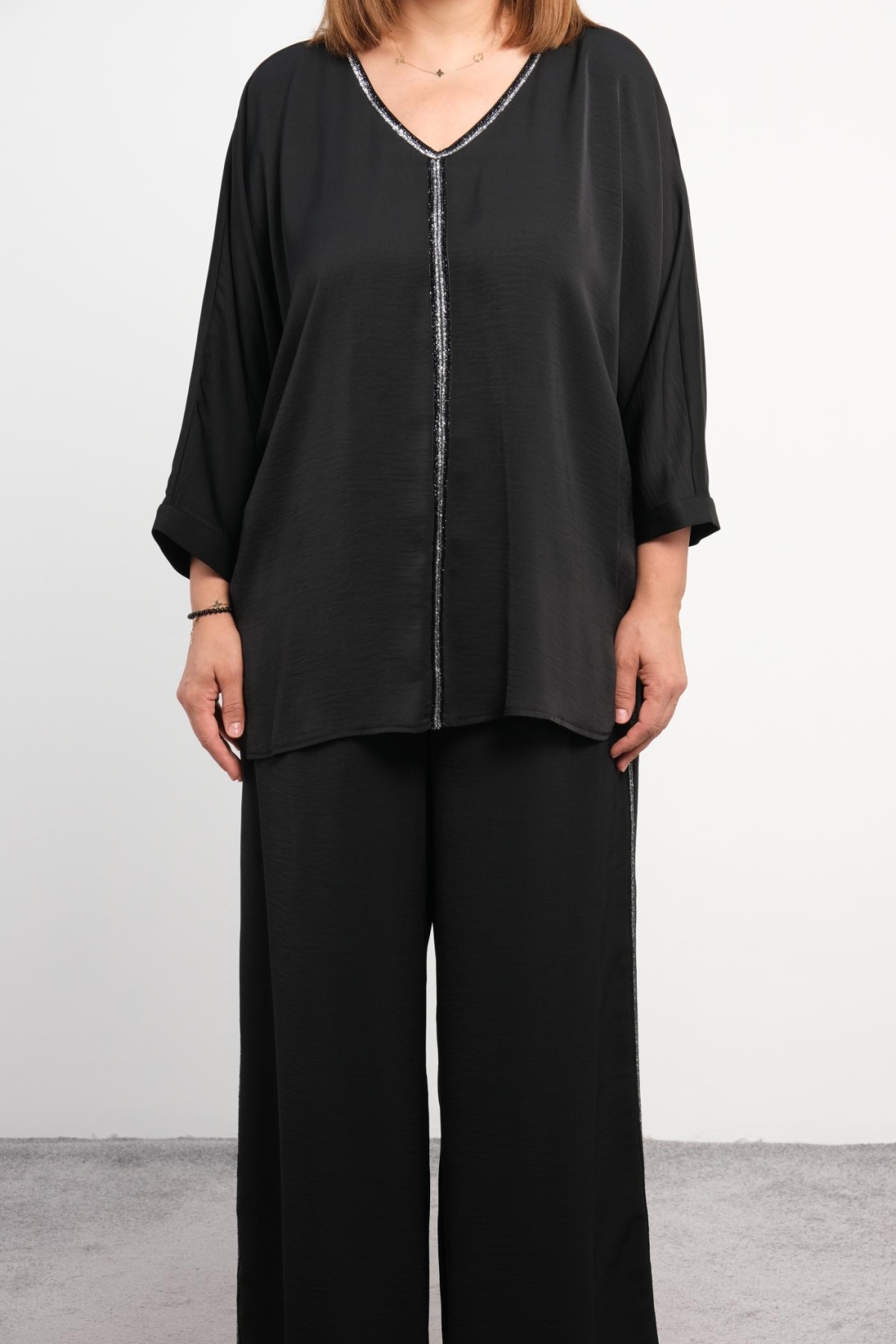 Plus Size Two-Piece Set-Black