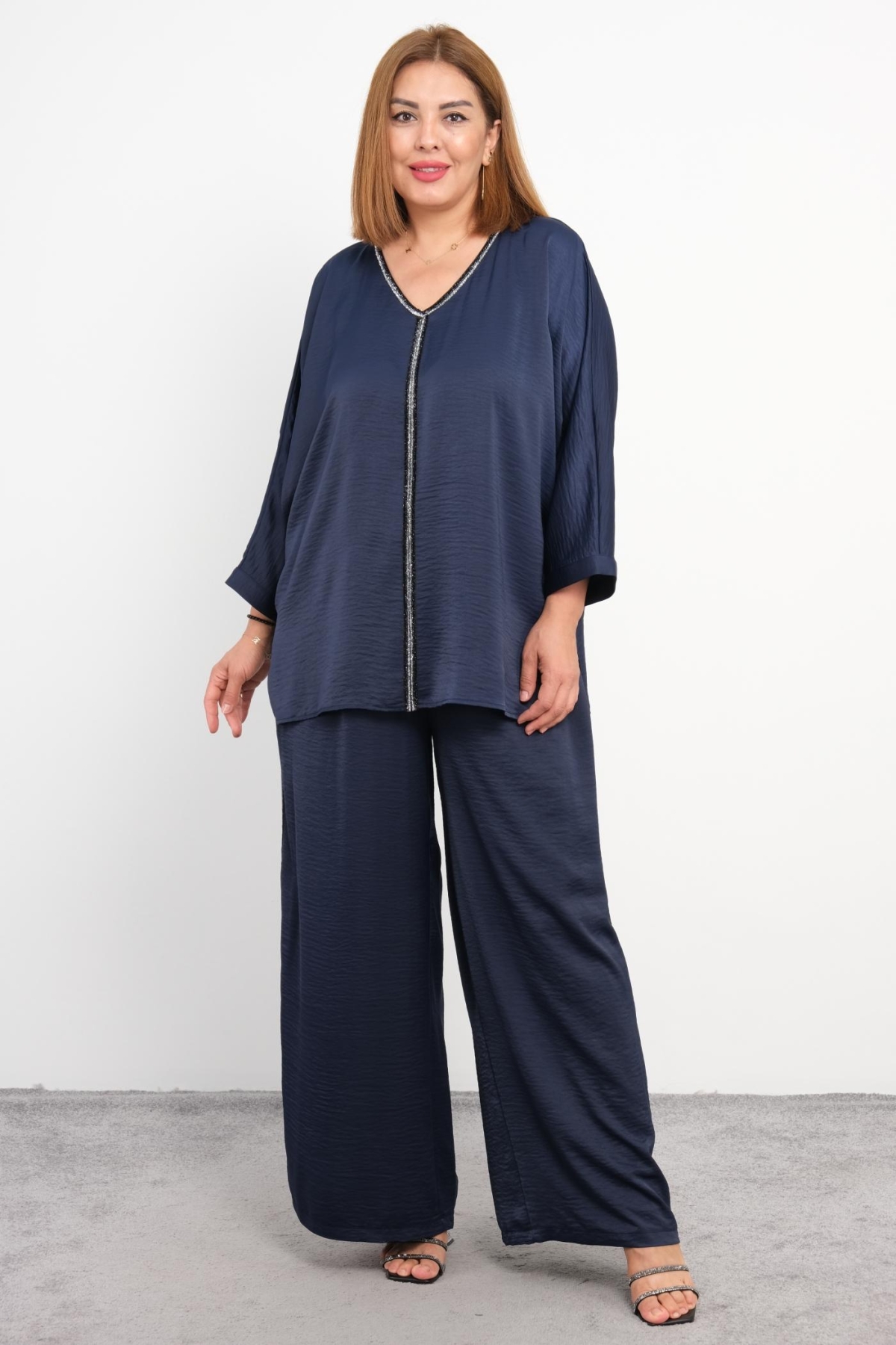 Plus Size Two-Piece Set-Dark Blue