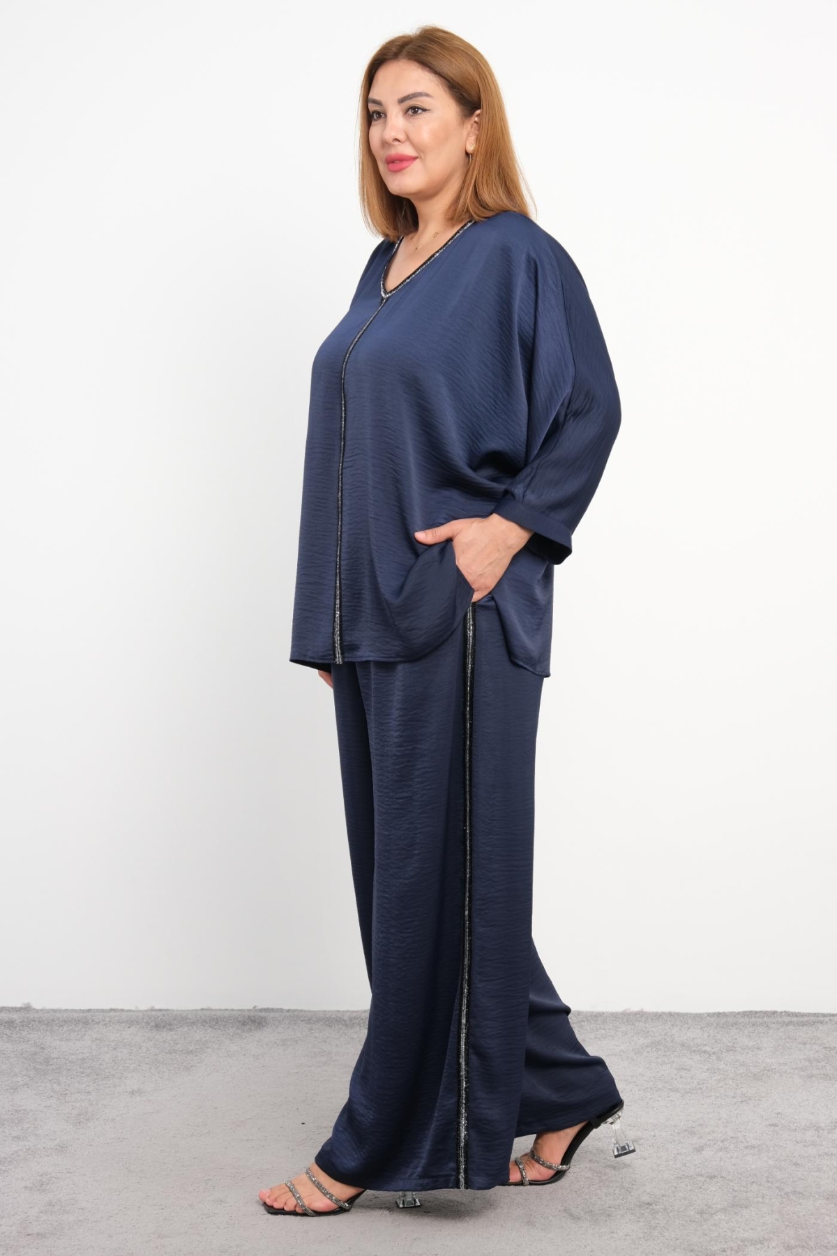 Plus Size Two-Piece Set-Dark Blue