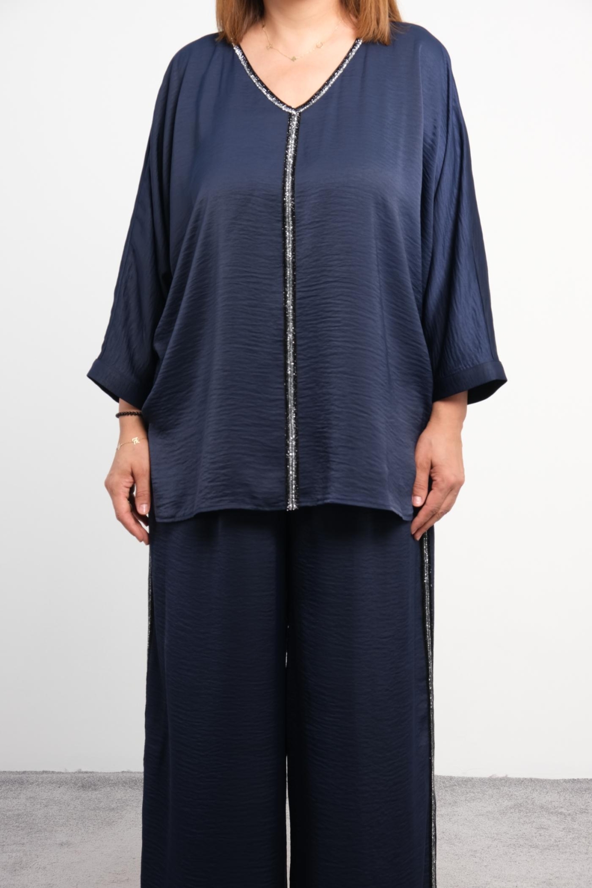 Plus Size Two-Piece Set-Dark Blue