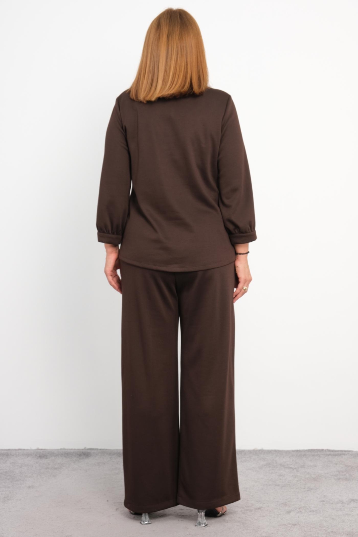 Plus Size Two-Piece Set-Brown