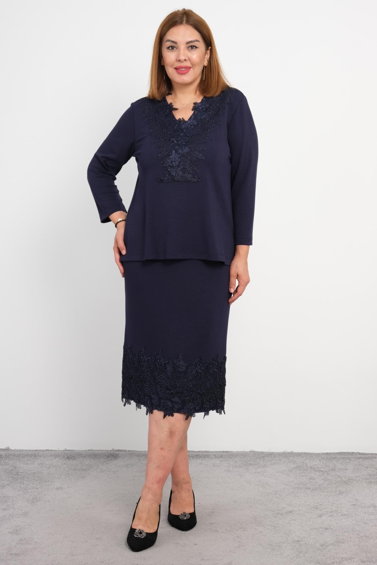Plus Size Two-Piece Set-Dark Blue