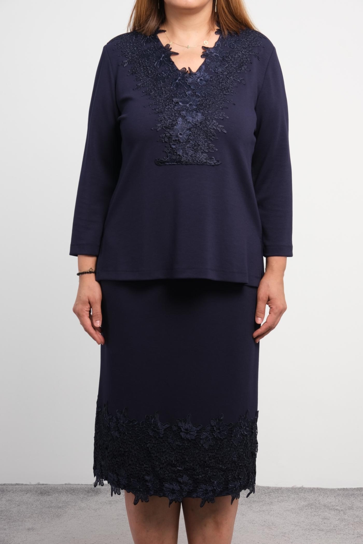 Plus Size Two-Piece Set-Dark Blue