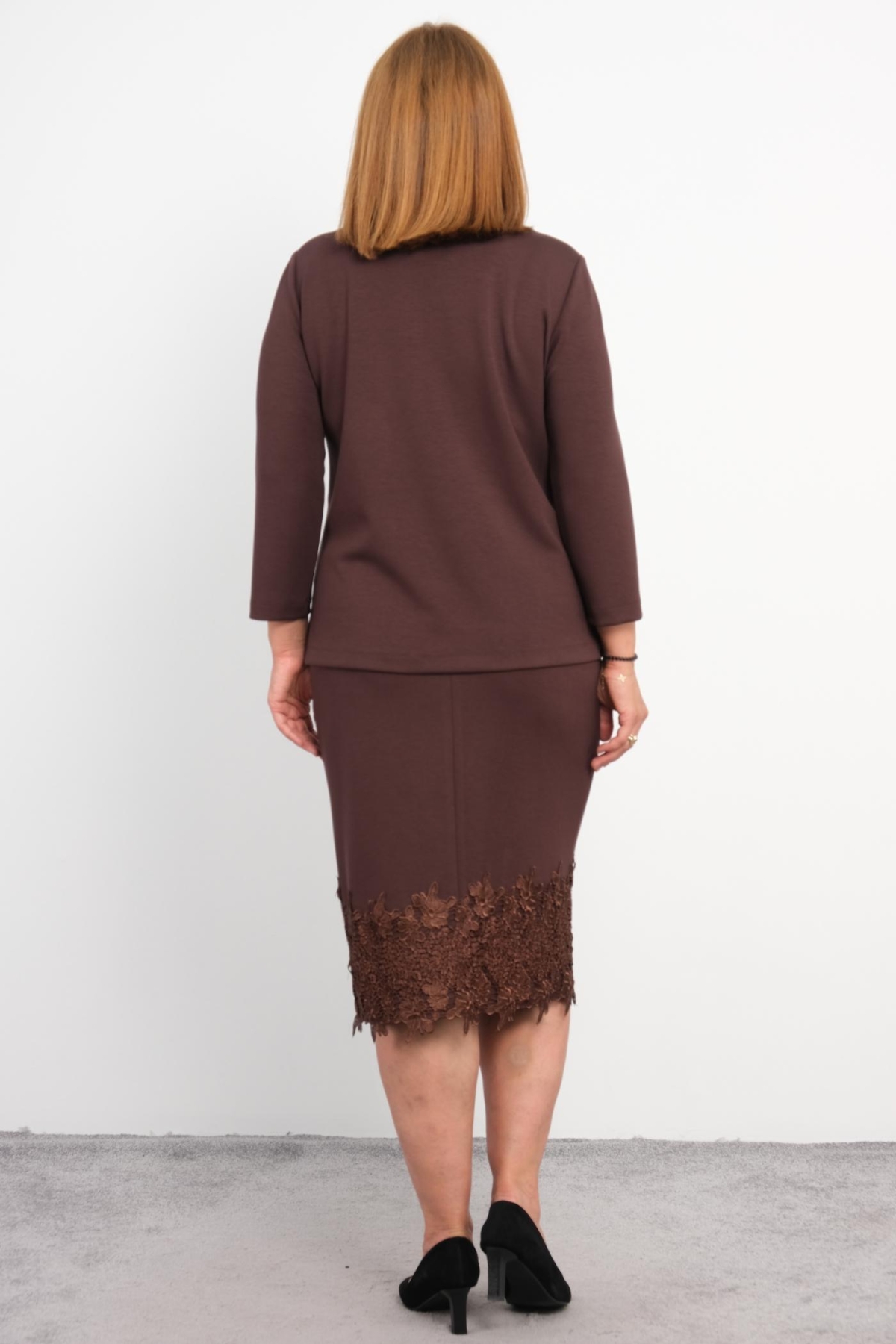 Plus Size Two-Piece Set-Brown