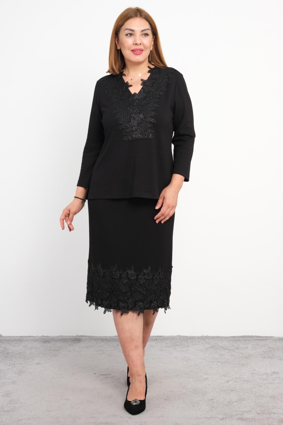 Plus Size Two-Piece Set-Black