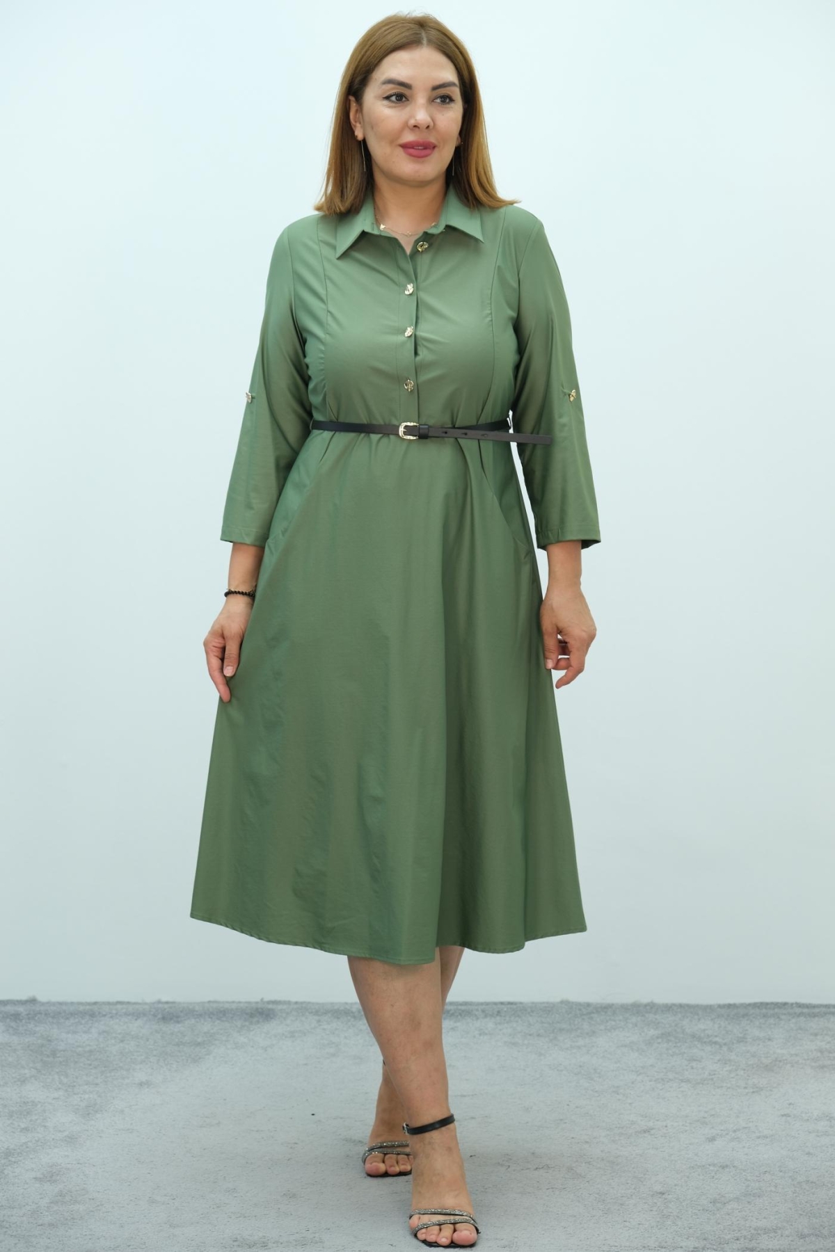 Plus Size Dress-Khaki