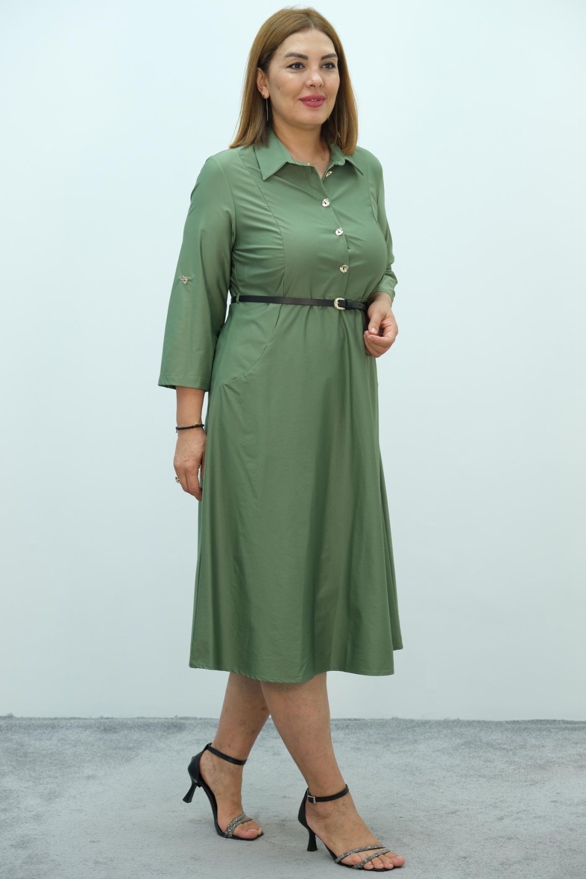 Plus Size Dress-Khaki