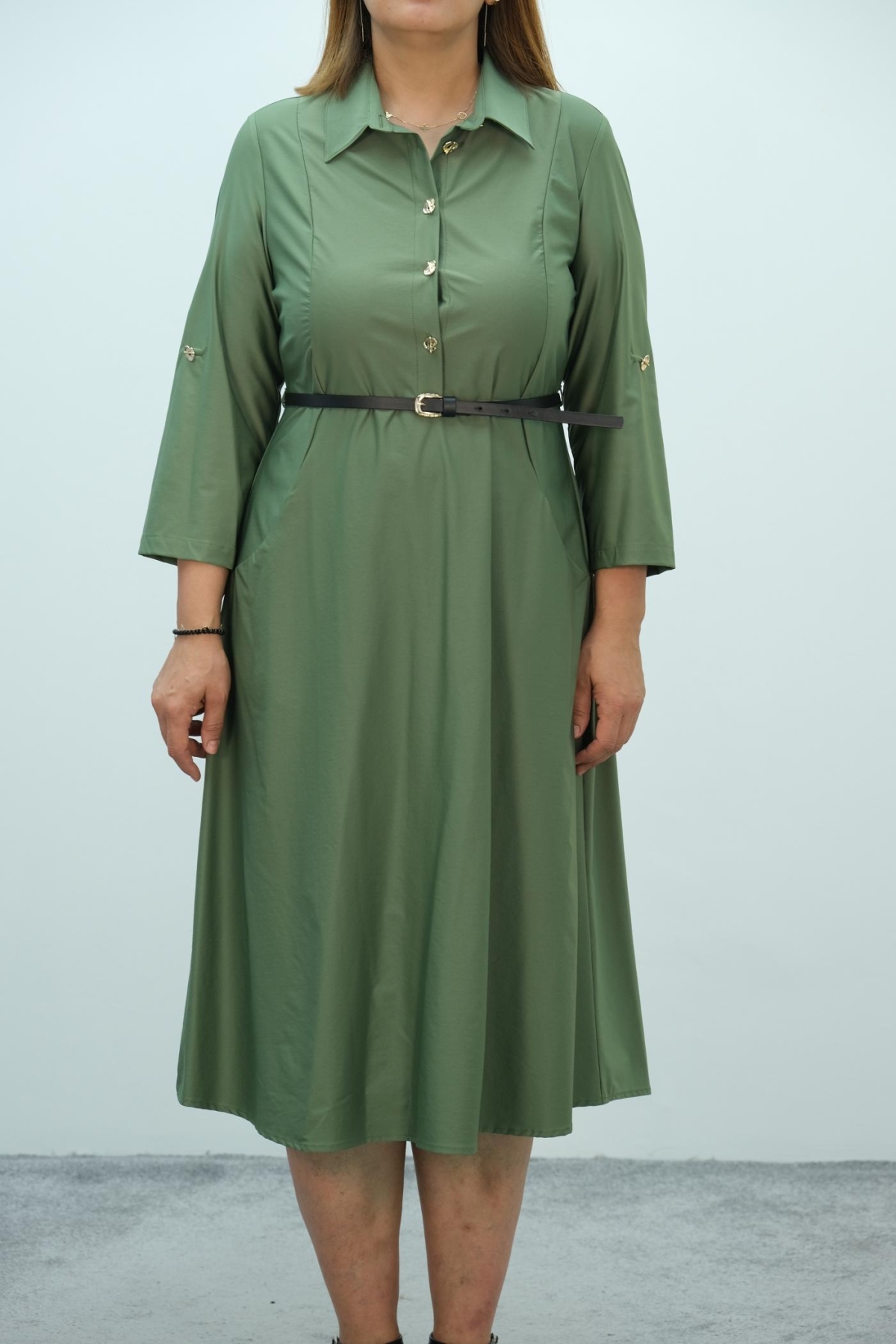 Plus Size Dress-Khaki