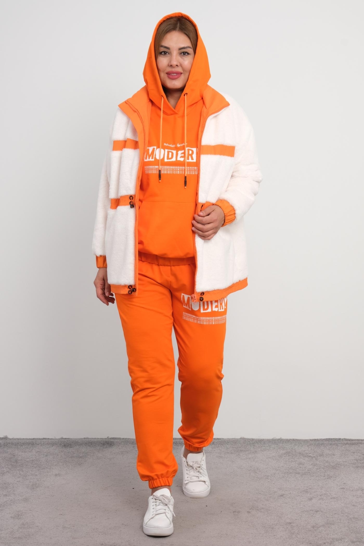 Plus Size Three-Piece Set-Orange