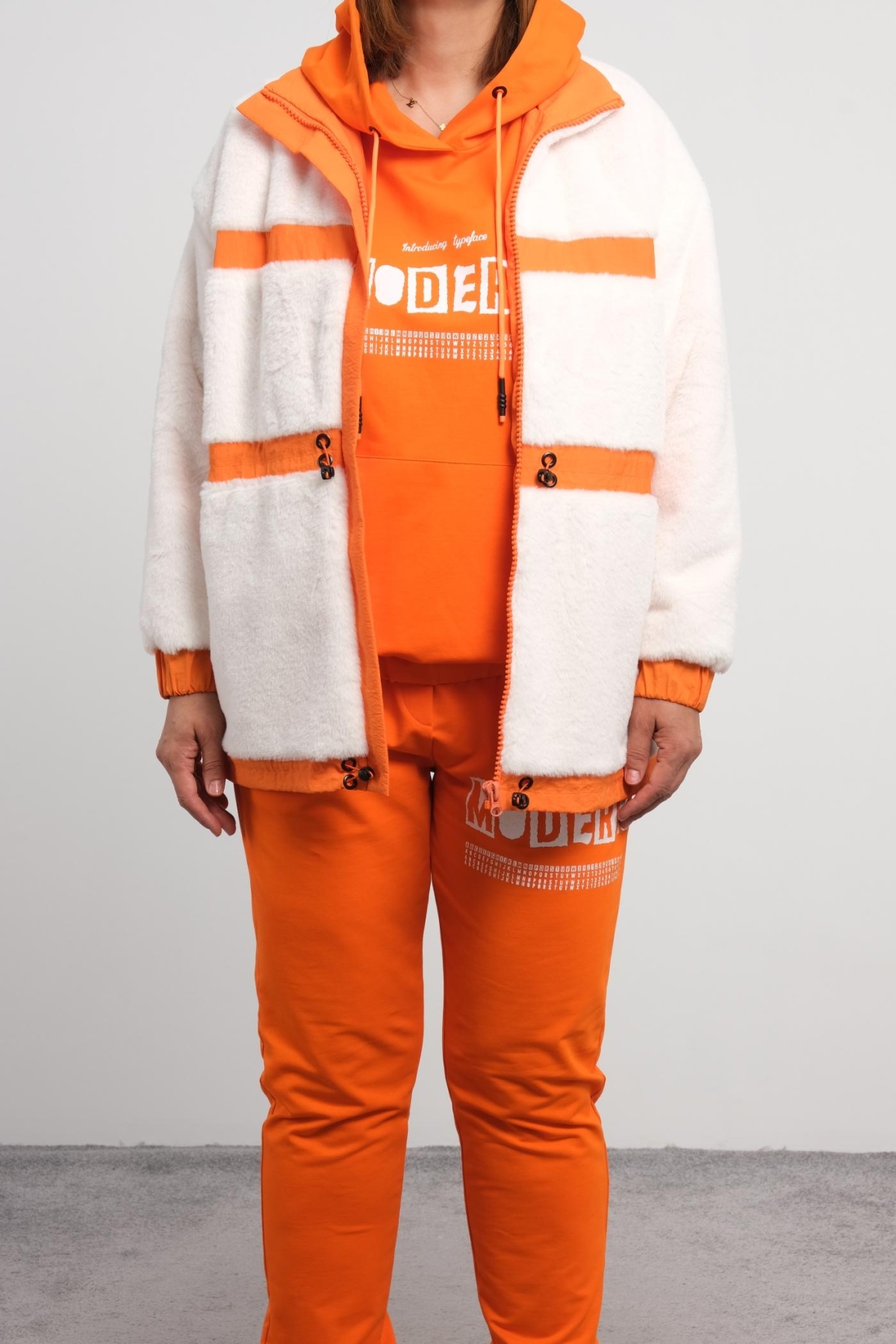 Plus Size Three-Piece Set-Orange