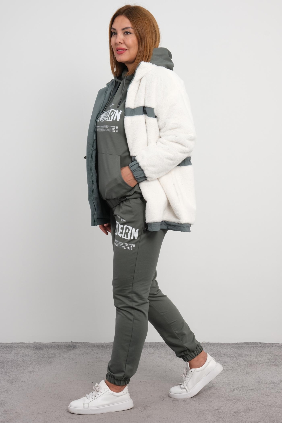 Plus Size Three-Piece Set-Petrol Green