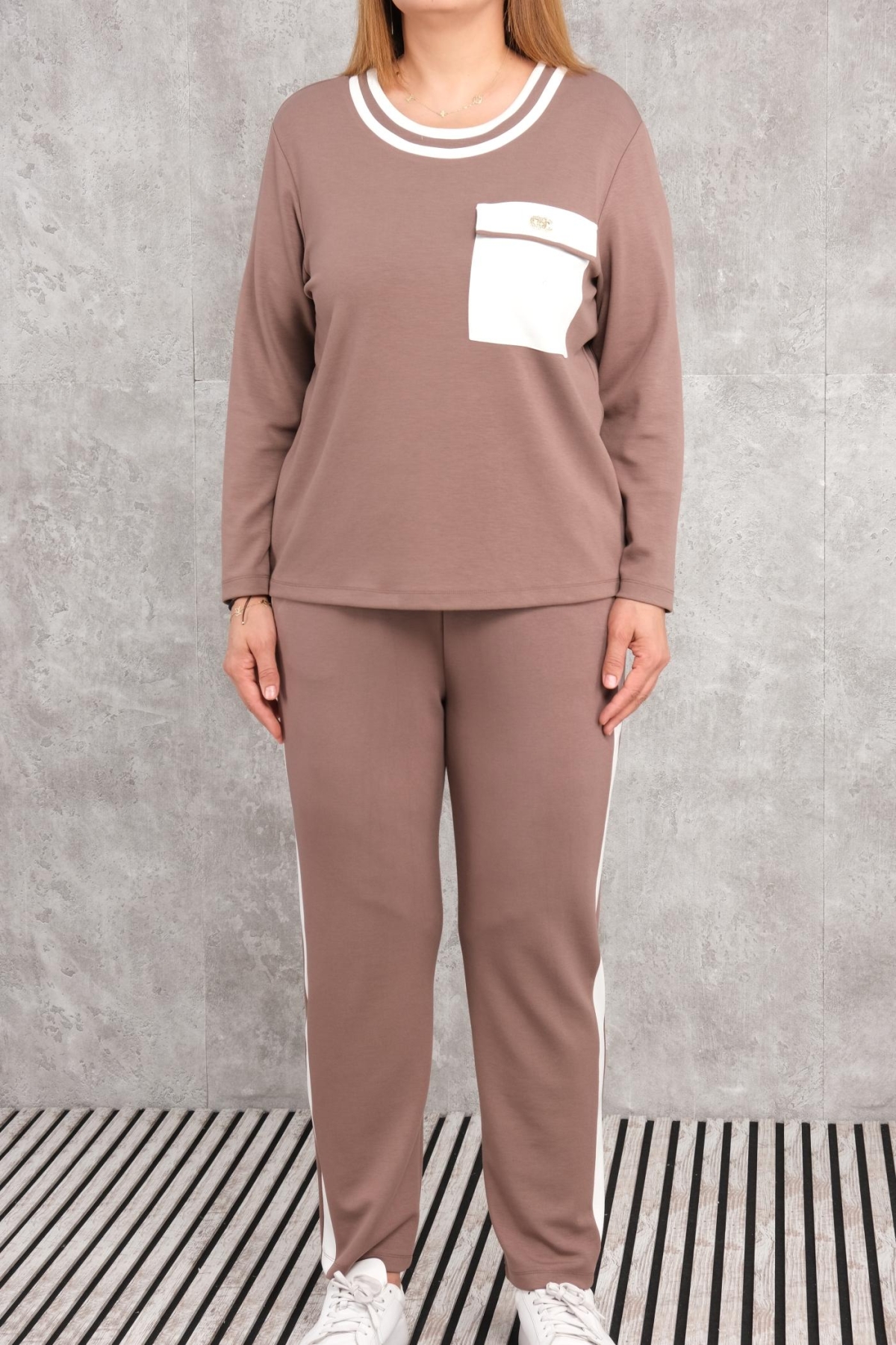Plus Size Two-Piece Set-Brown