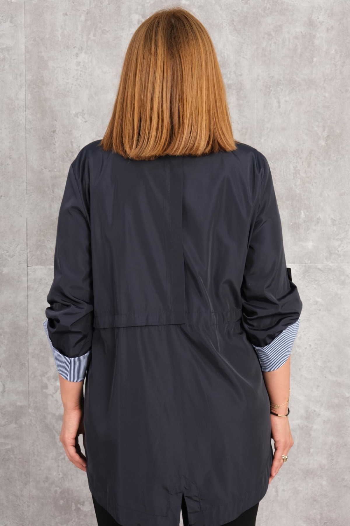 Plus Size Coat-Dark Blue
