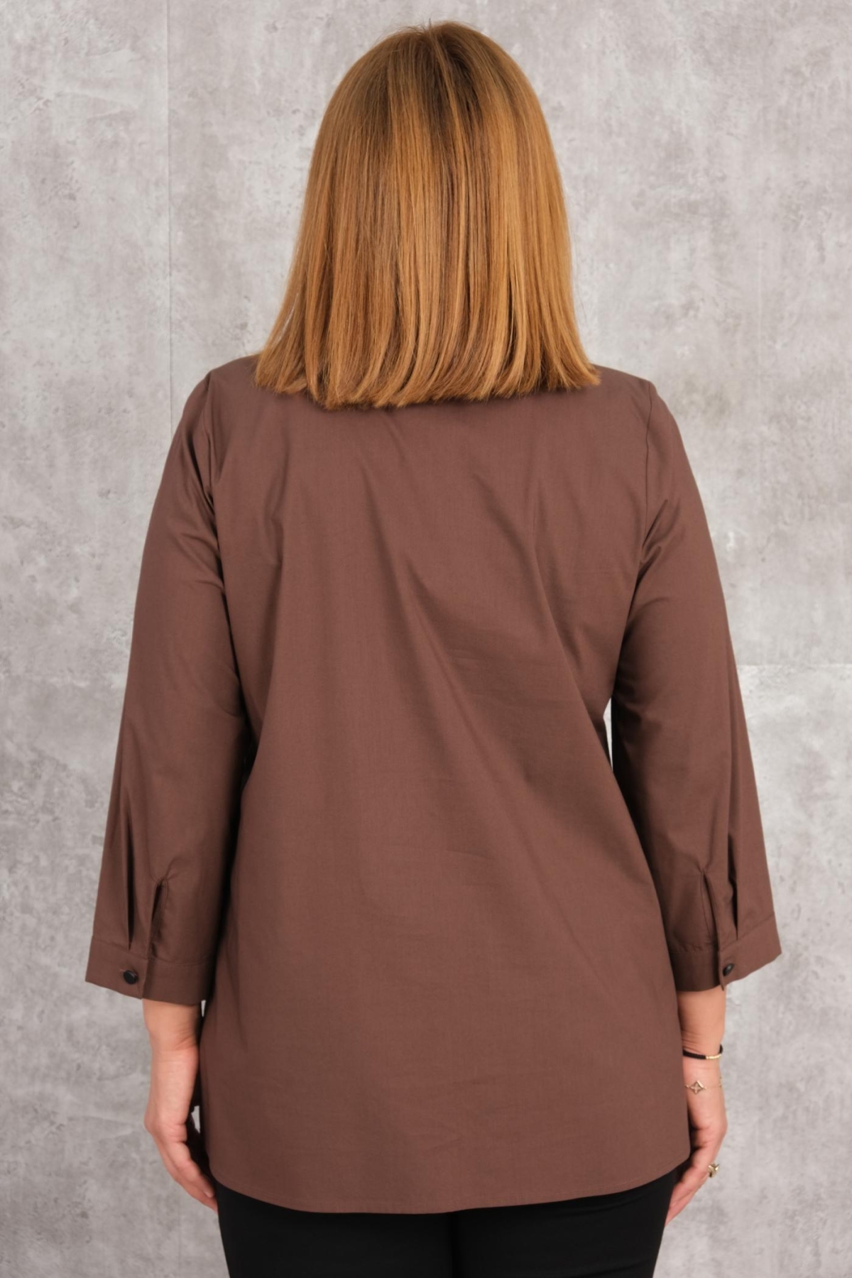Plus Size Shirt-Brown