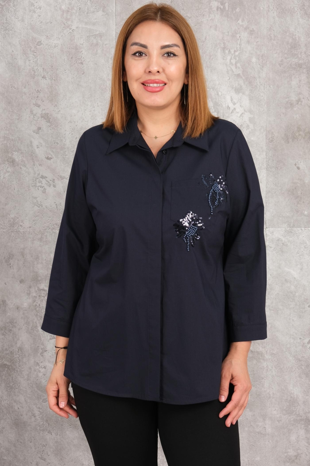 Plus Size Shirt-Dark Blue