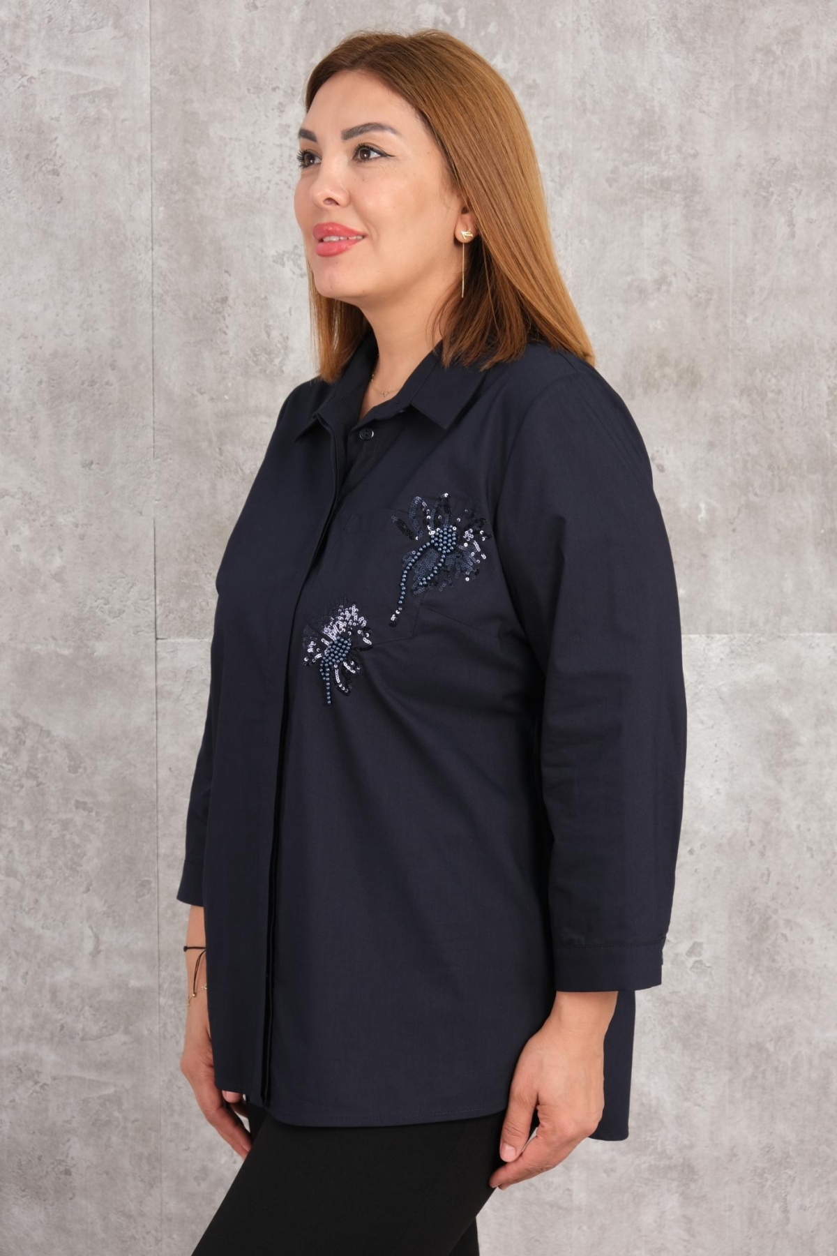 Plus Size Shirt-Dark Blue