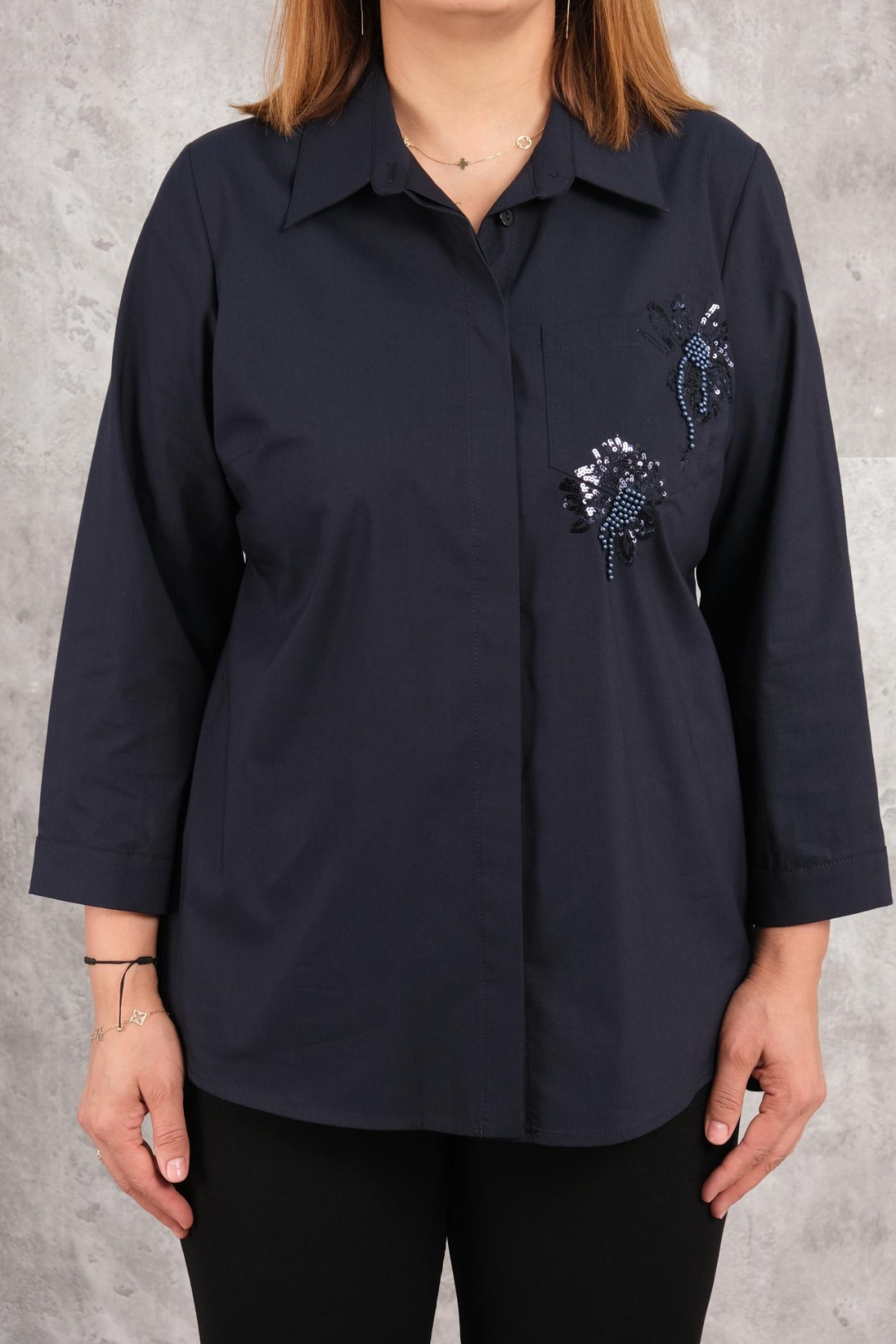 Plus Size Shirt-Dark Blue