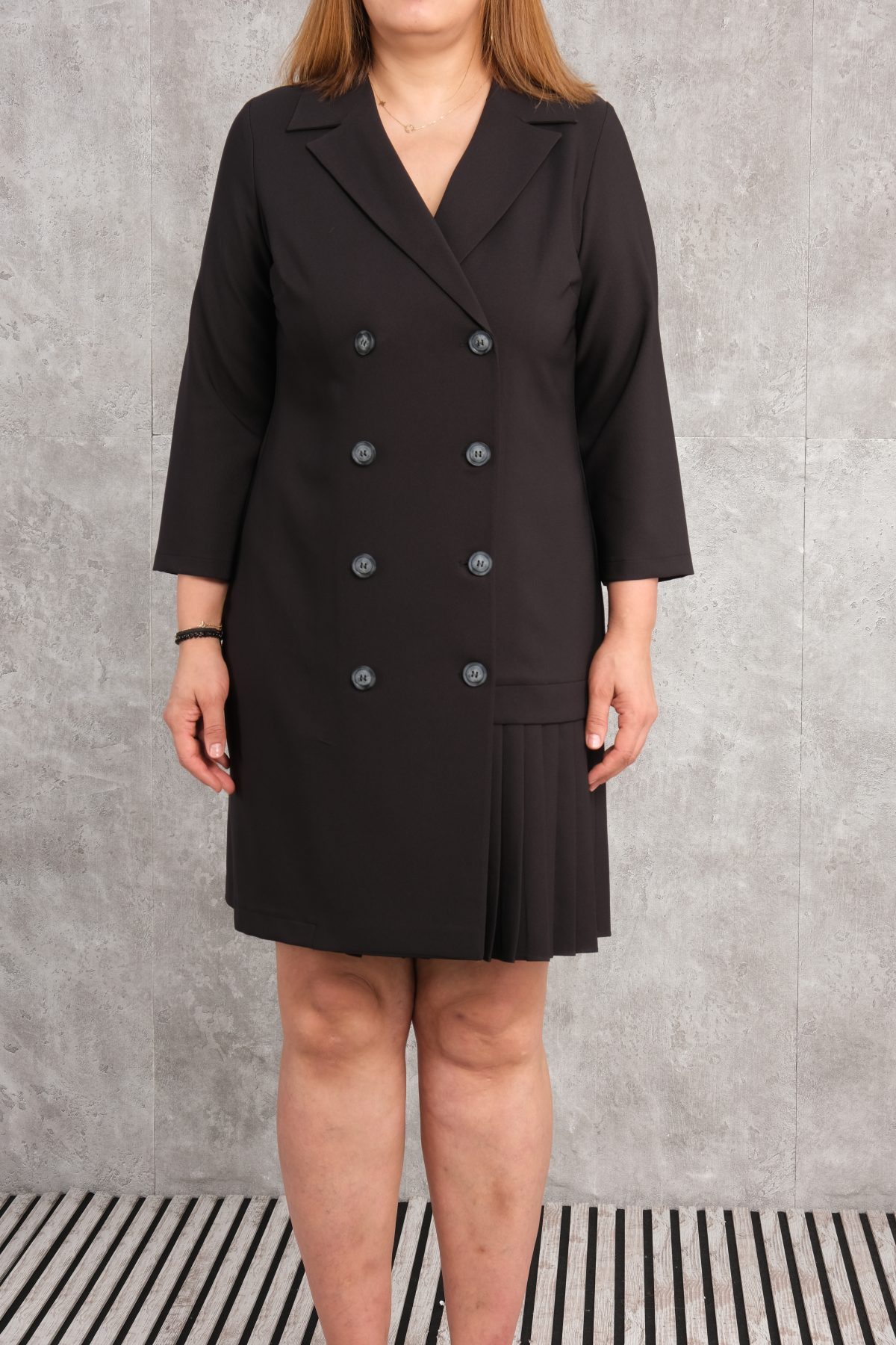 Plus Size Short Dress-Black