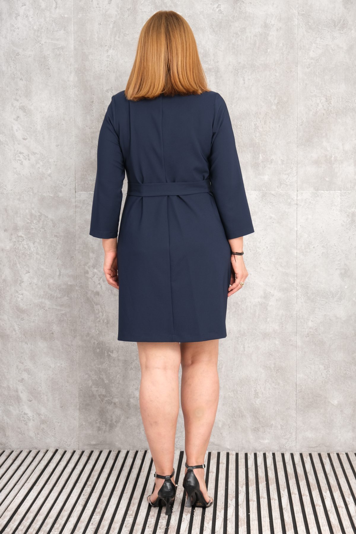 Plus Size Short Dress-Dark Blue