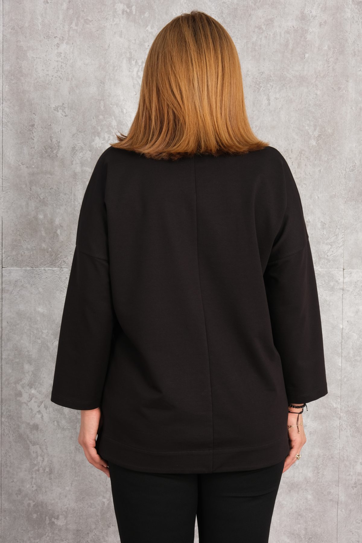 Super Plus Size Printed Blouse-Black