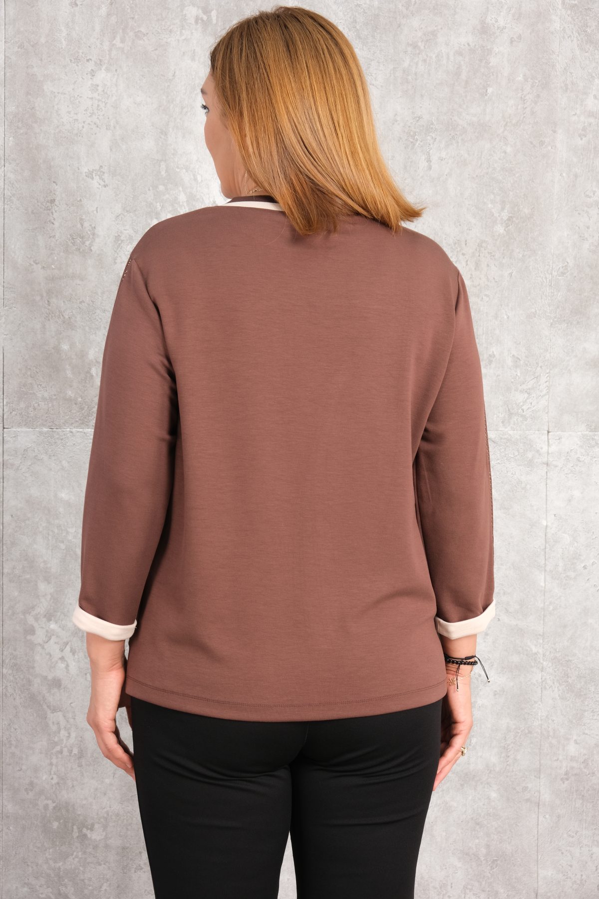 Plus Size Blouse-Brown