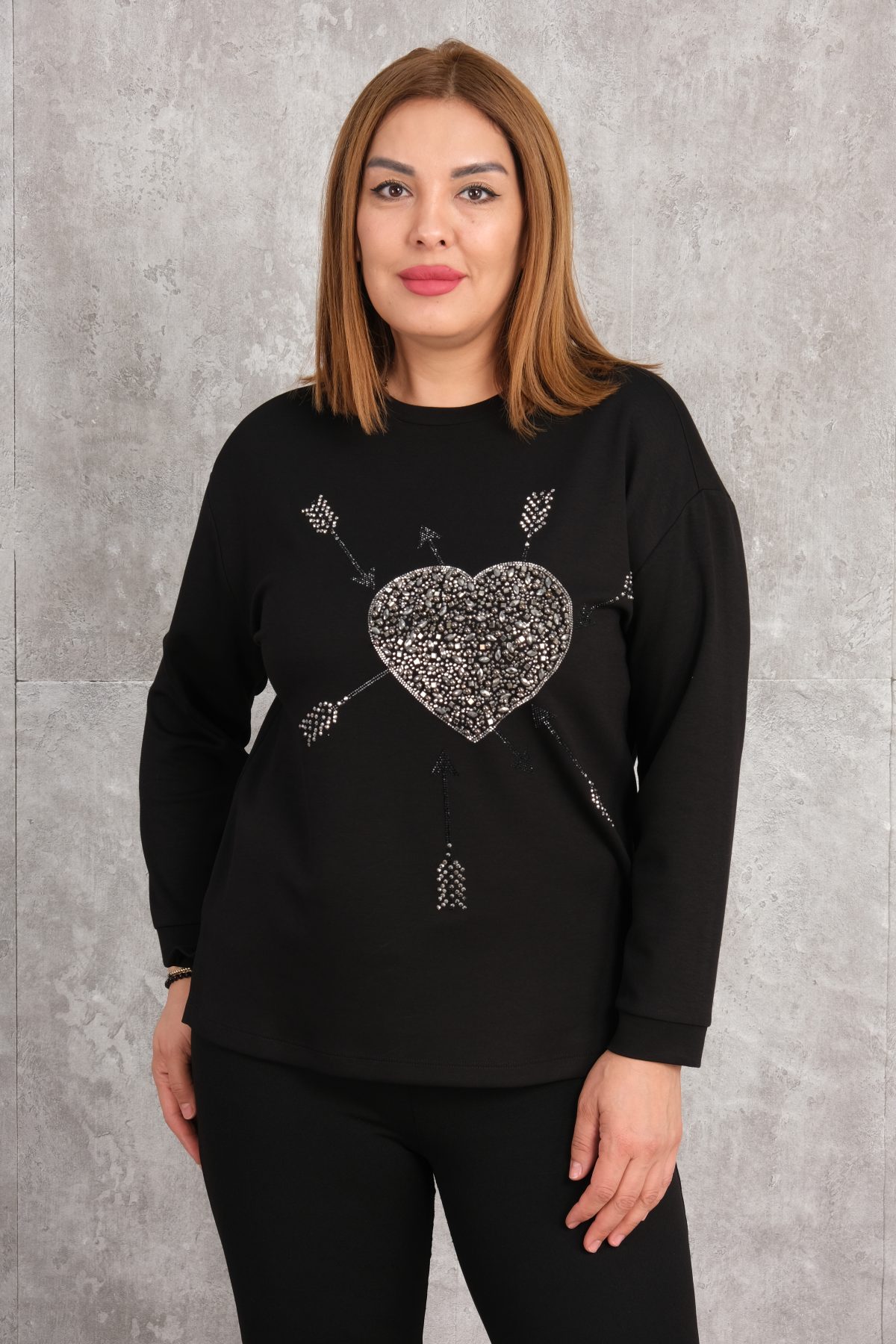 Plus Size Printed Blouse-Black
