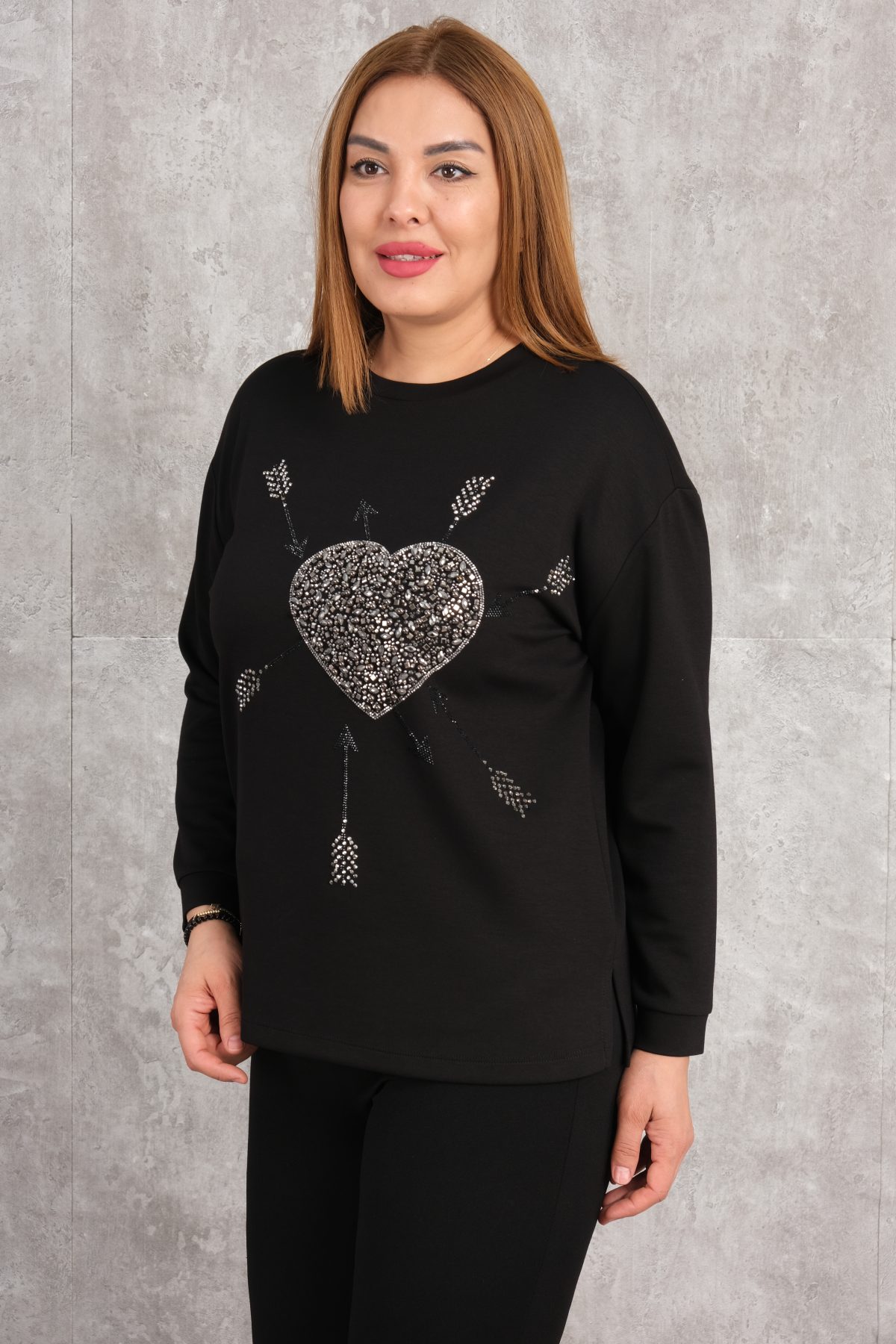 Plus Size Printed Blouse-Black