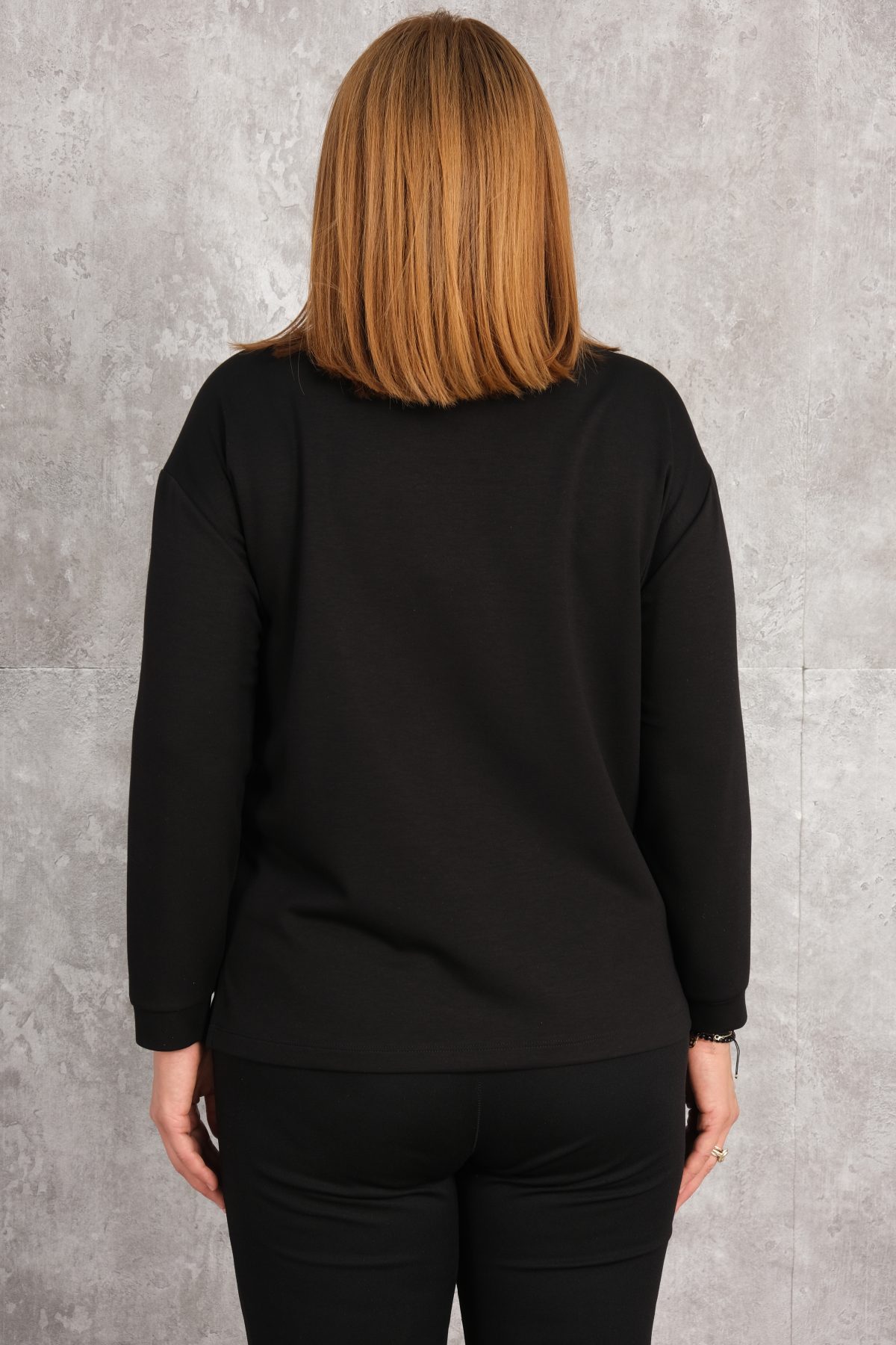 Plus Size Printed Blouse-Black