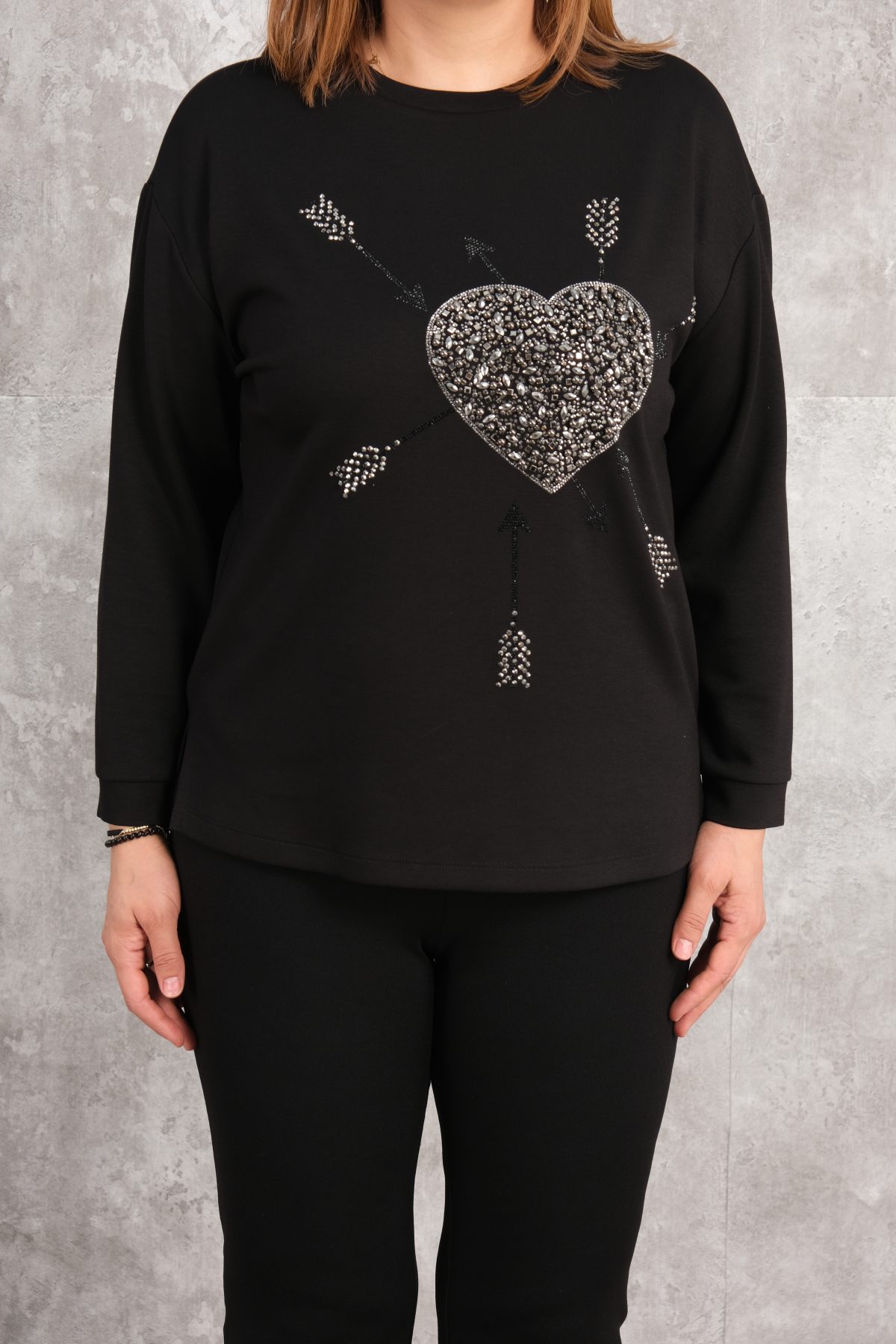Plus Size Printed Blouse-Black