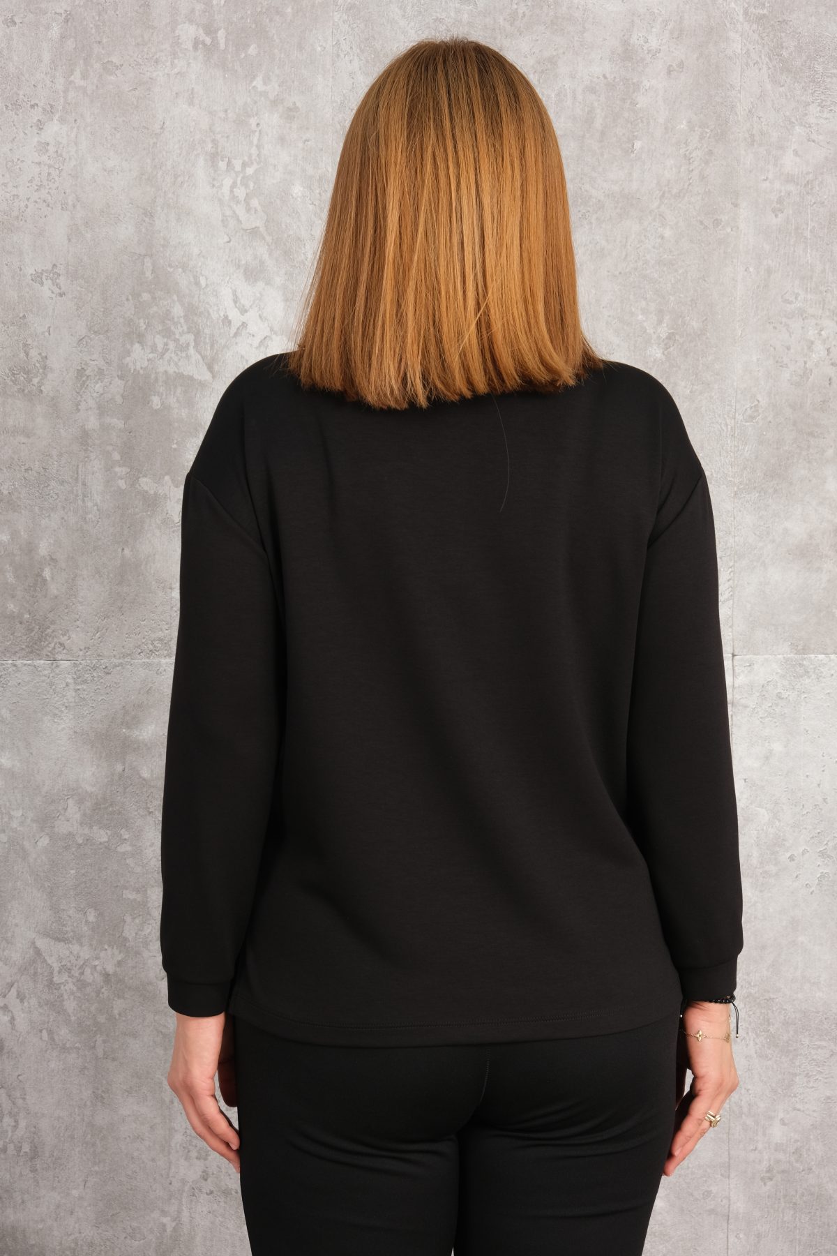 Plus Size Printed Blouse-Black