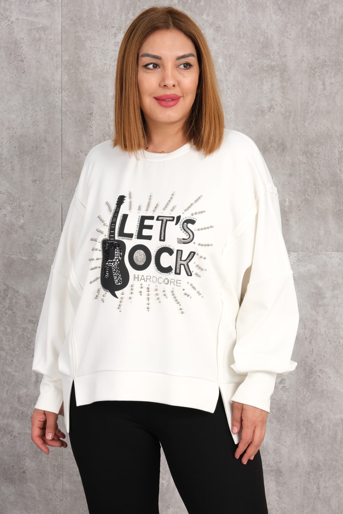 Plus Size Printed Blouse-White